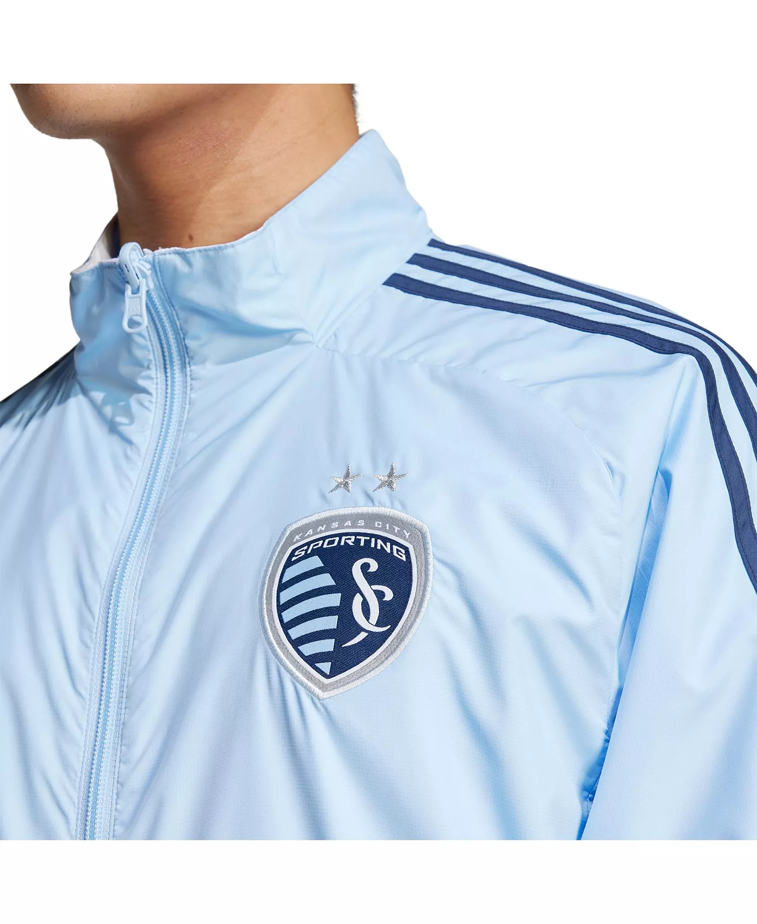 Men's Sky Blue/White Sporting Kansas City 2025 Anthem Reversible Full-Zip Jacket - Light Blue, White - 2XL