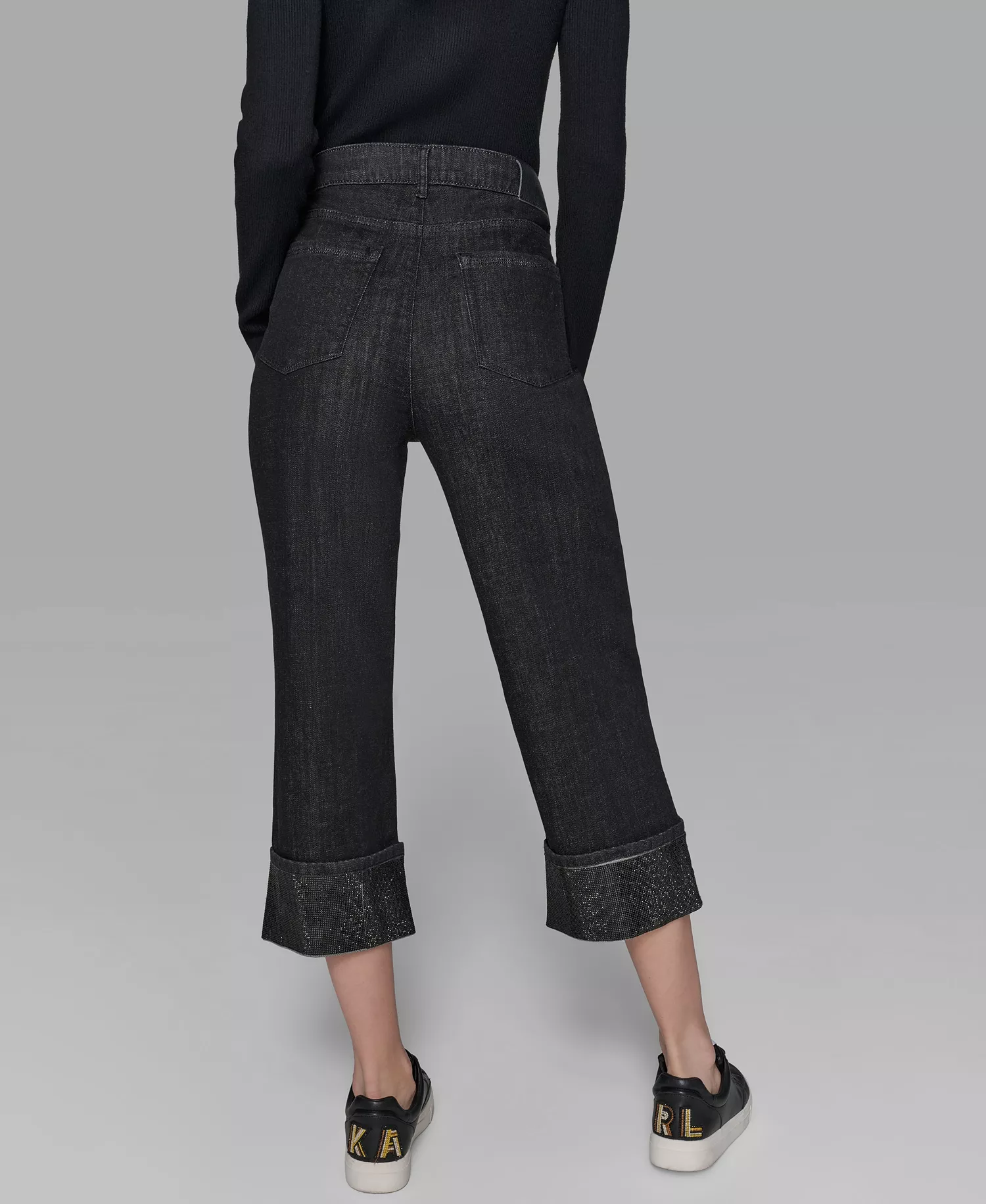 Women's Crystal Cuff Jeans - Black - 0