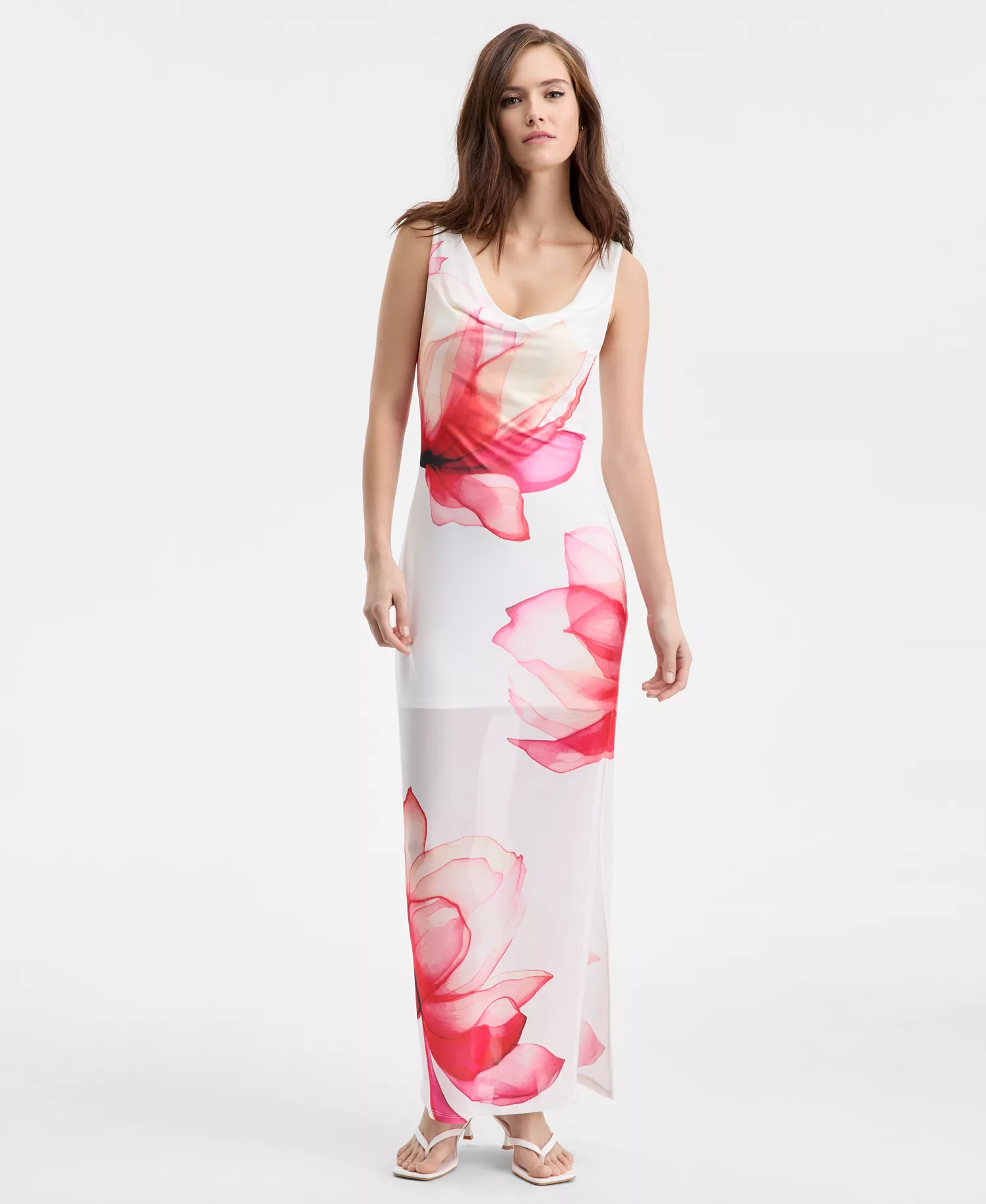 Women's Cowl-Neck Maxi Dress, Macy's Exclusive - Tropical Floral - L