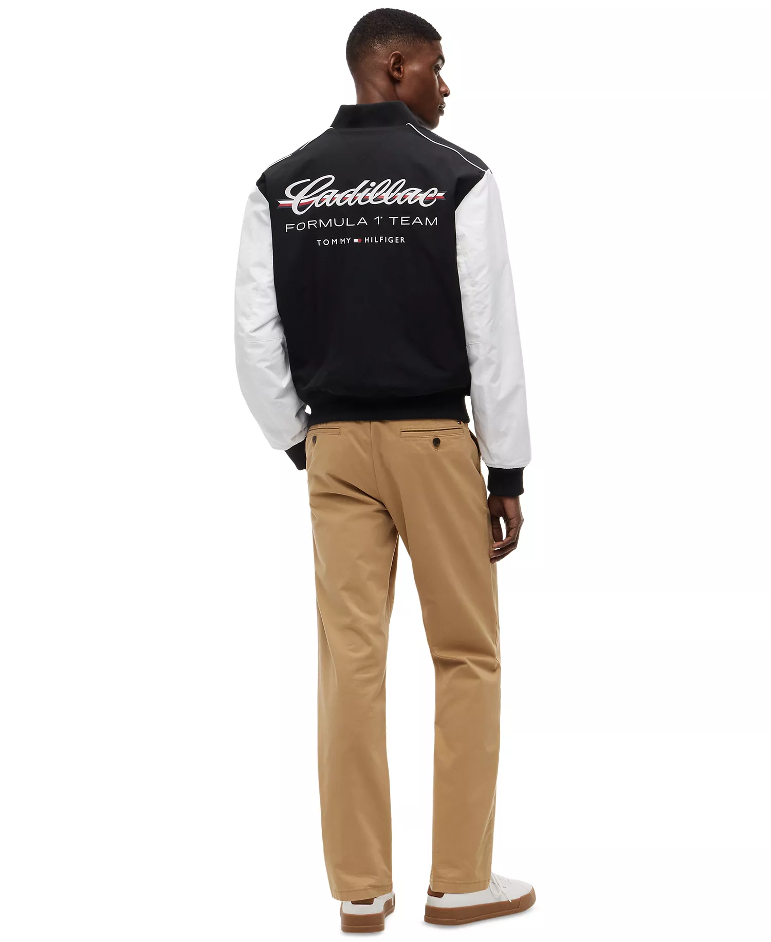 x Cadillac F1® Men's Script Varsity Jacket - Black / White - S