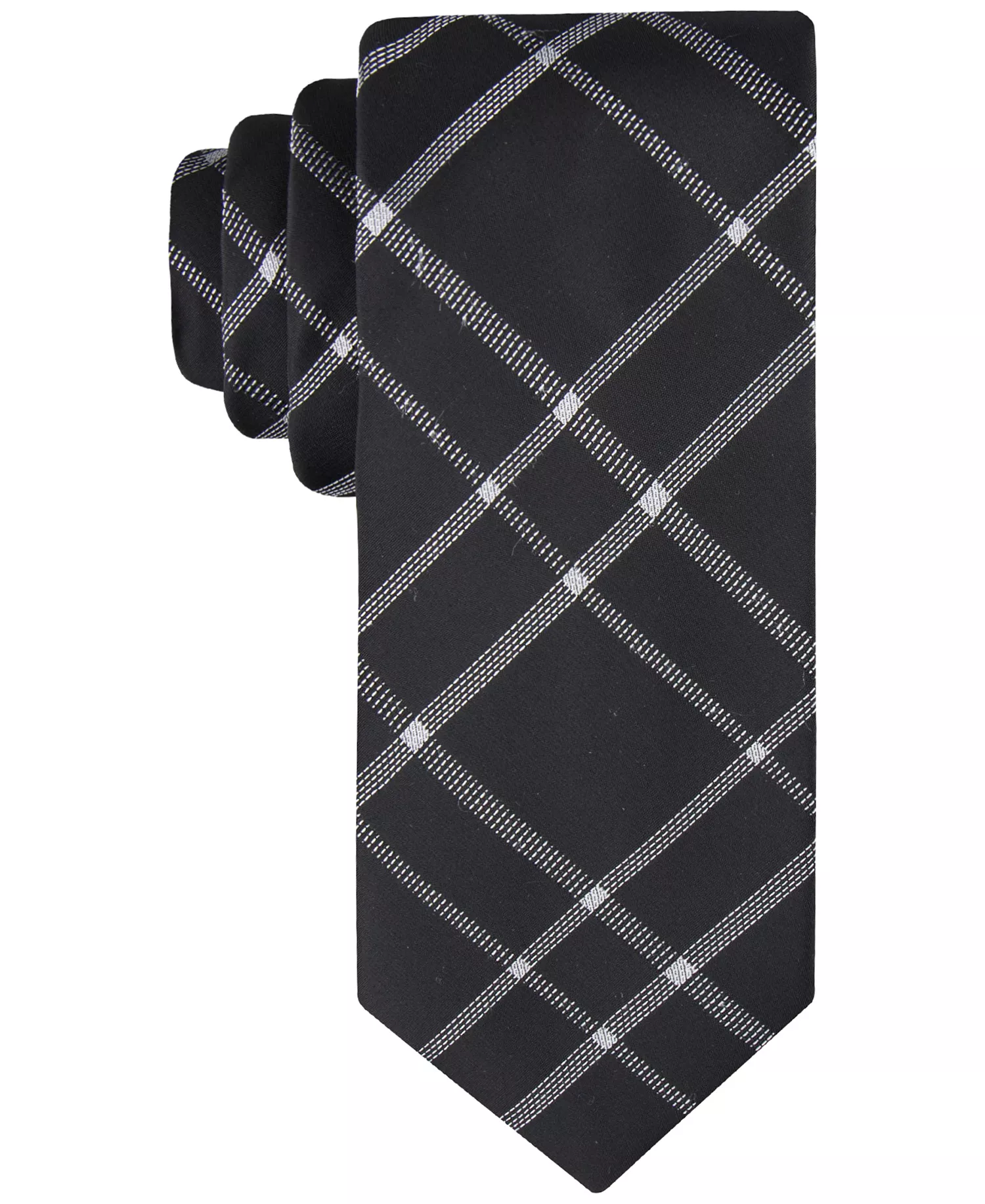Men's Stitch Plaid Tie - Black - ONE SIZE