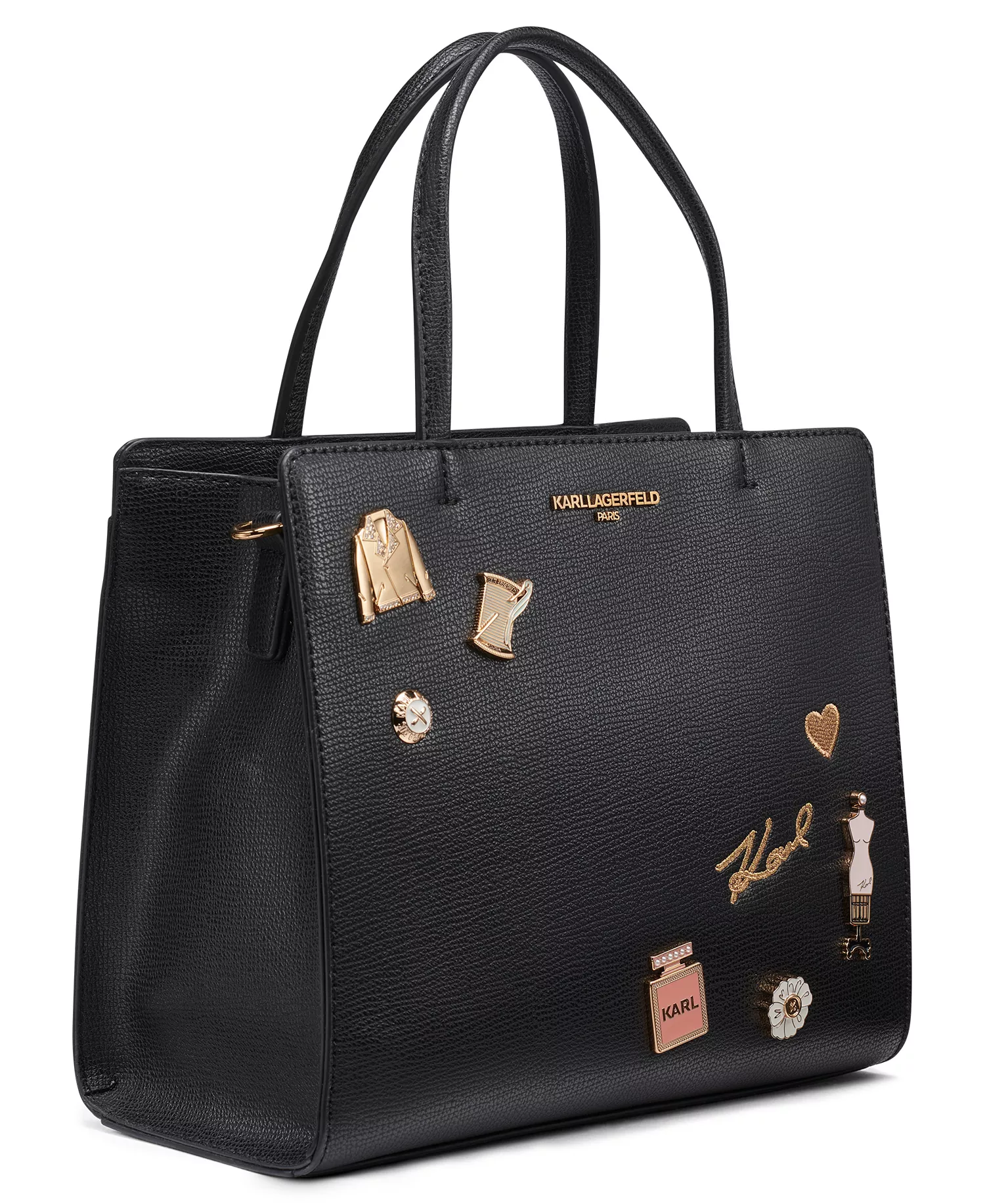 Maybelle Extra-Large Top Zipper Satchel Bag - Black/Gold - No Size