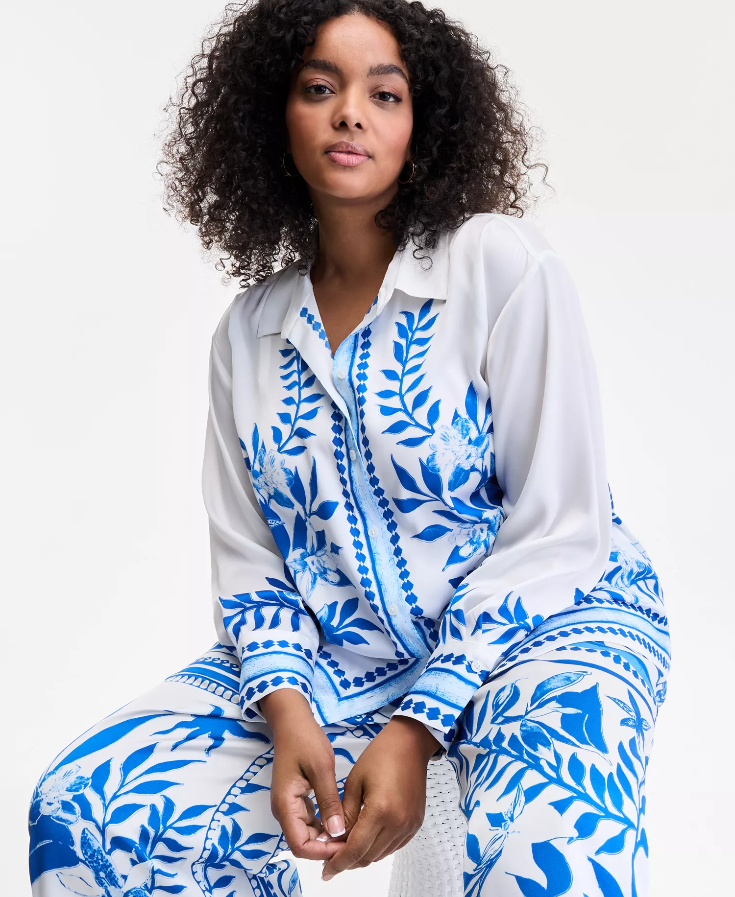 Plus Size Floral-Print Blouse, Exclusively at Macy's - Moira Scarf - 0X