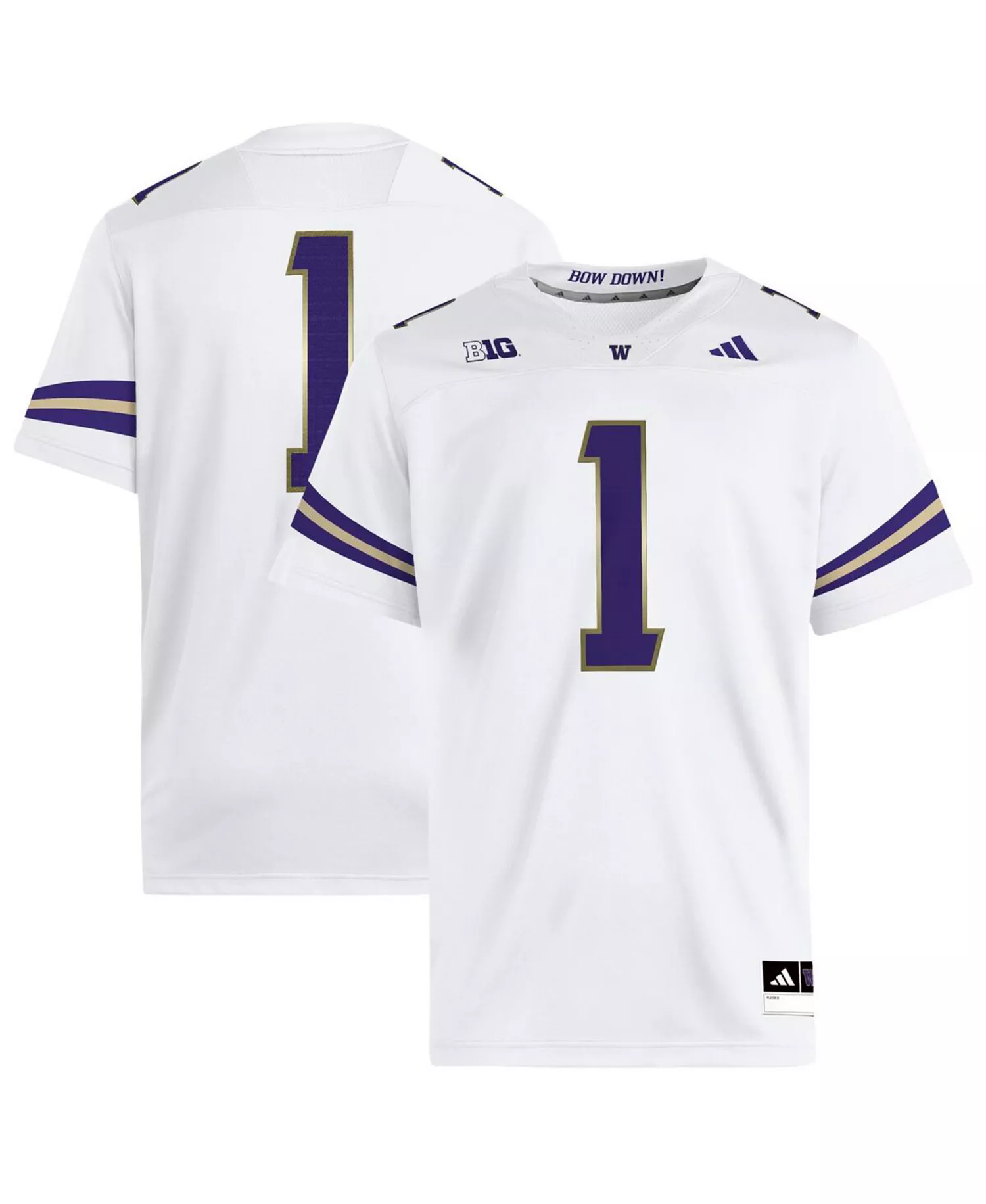 Men's 1 White Washington Huskies Premier Jersey - White - 3XL