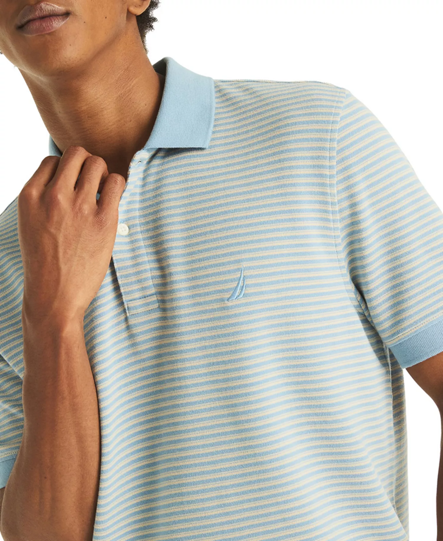 Men's Striped Spread Collar Polo Shirt - Allure - 2XL