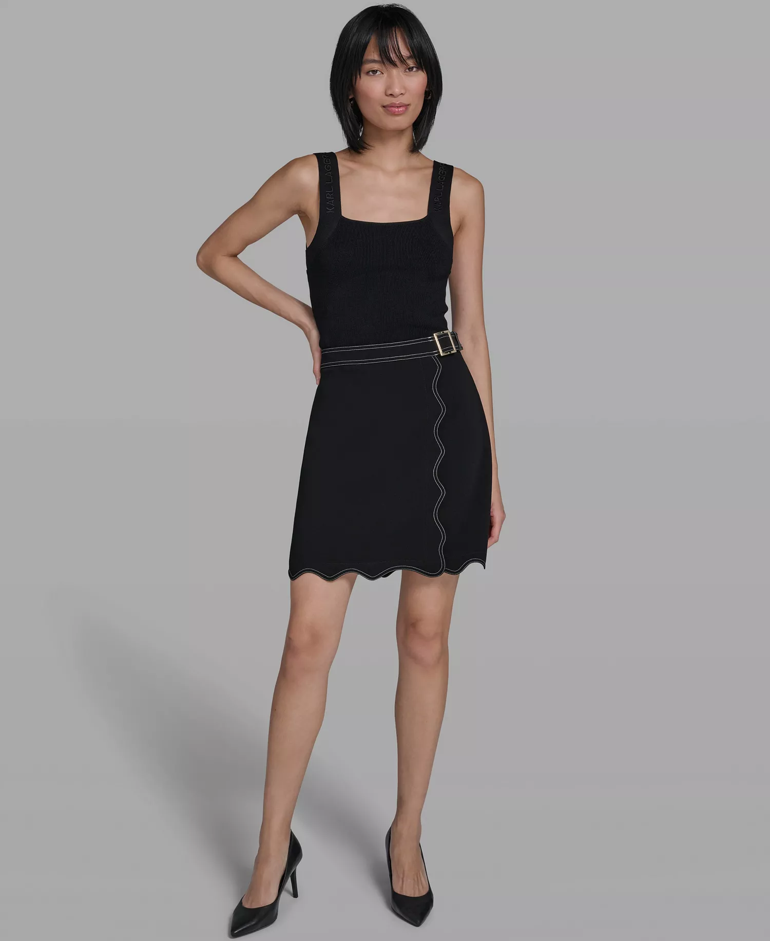 Women's Scallop Trim Skirt - Black - 0