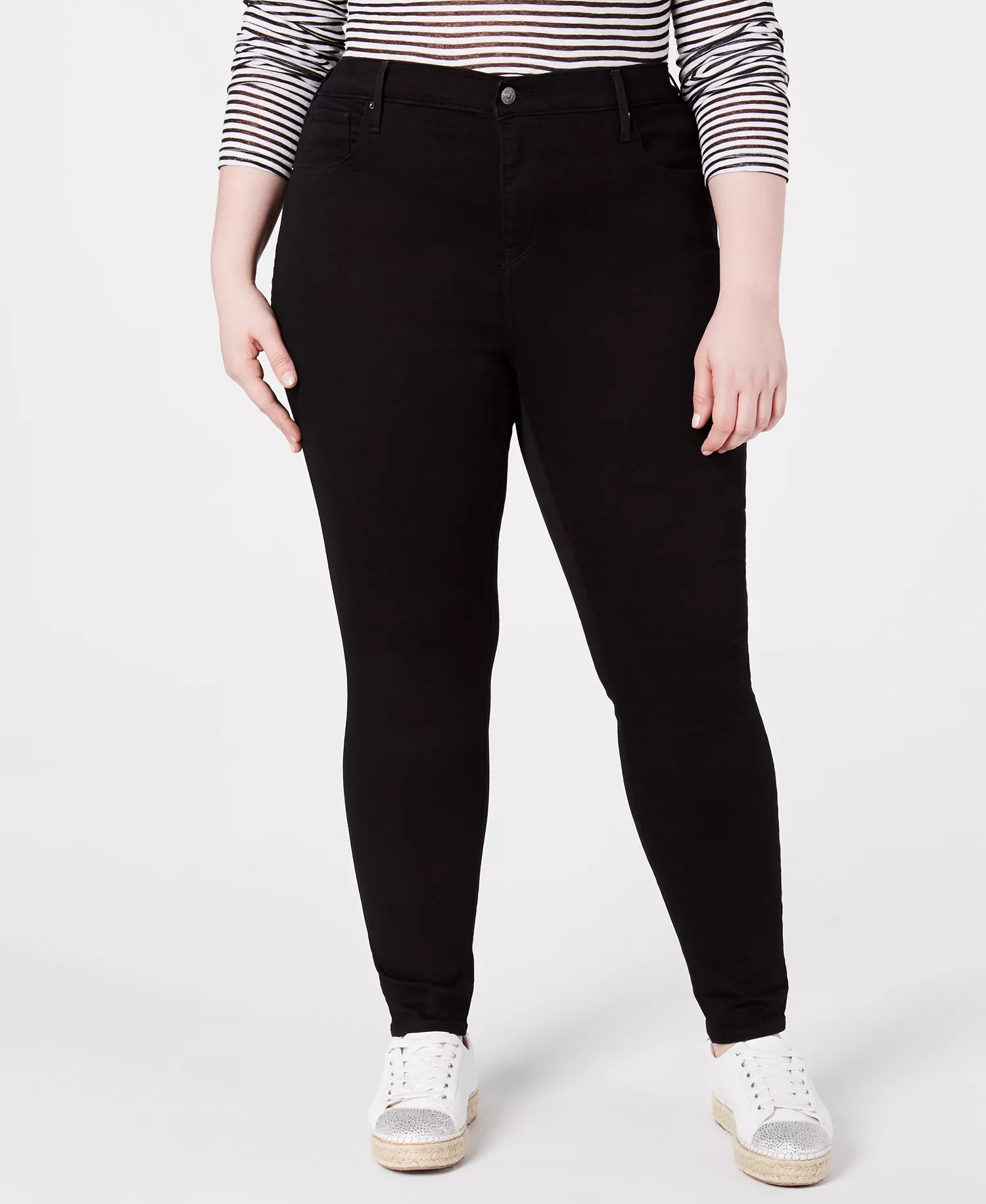 Trendy Plus Size 721 High-Rise Skinny Jeans - Black Peony - 14W
