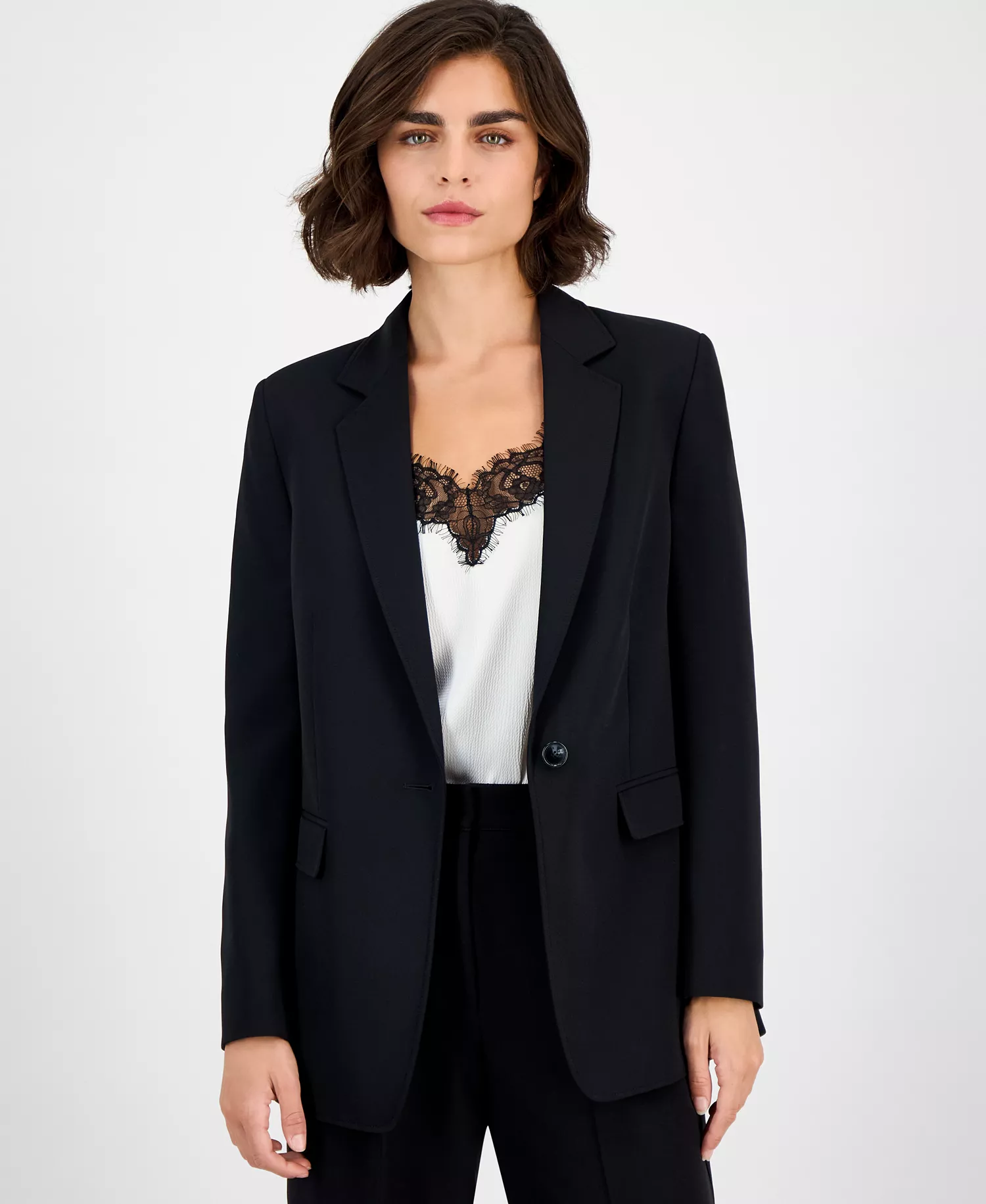 Women's One-Button Blazer - Black - 8