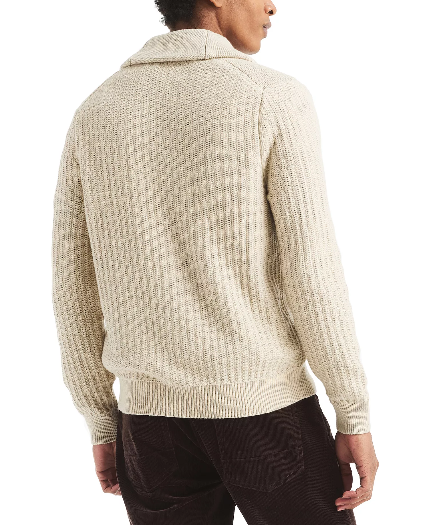 Men's Textured Long Sleeve Cardigan Sweater - Oatmeal Heather - M