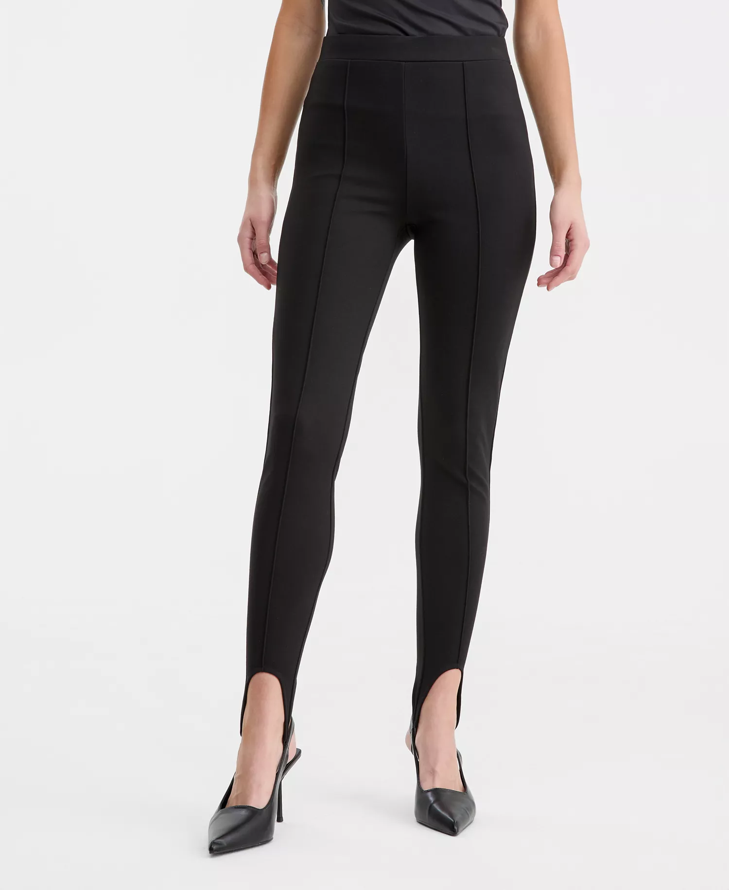 Women's Stirrup Leggings, Macy's Exclusive - Deep Black - L