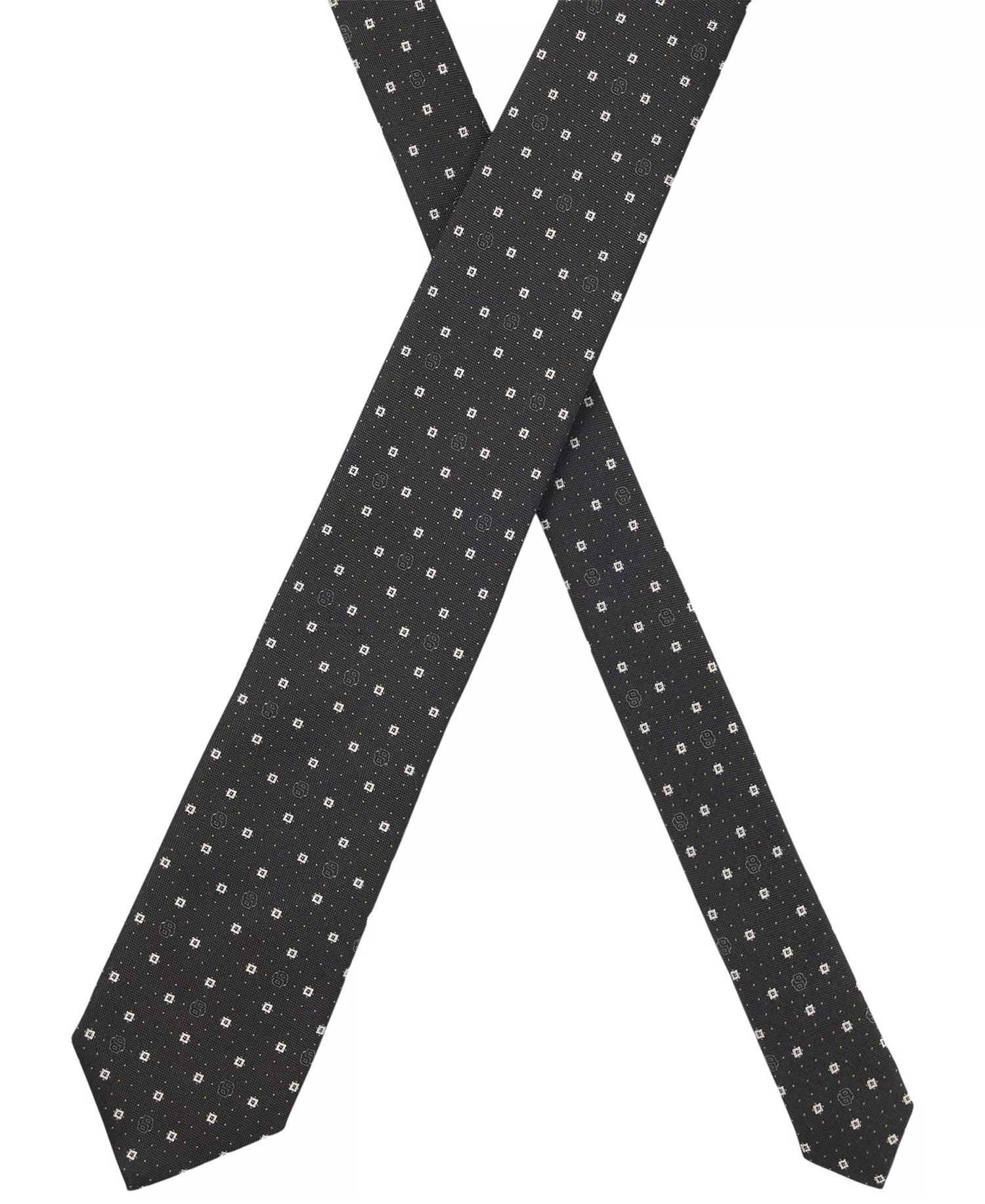 Men's Silk-Blend Monogram Tie - Open Gray - ONE SIZE