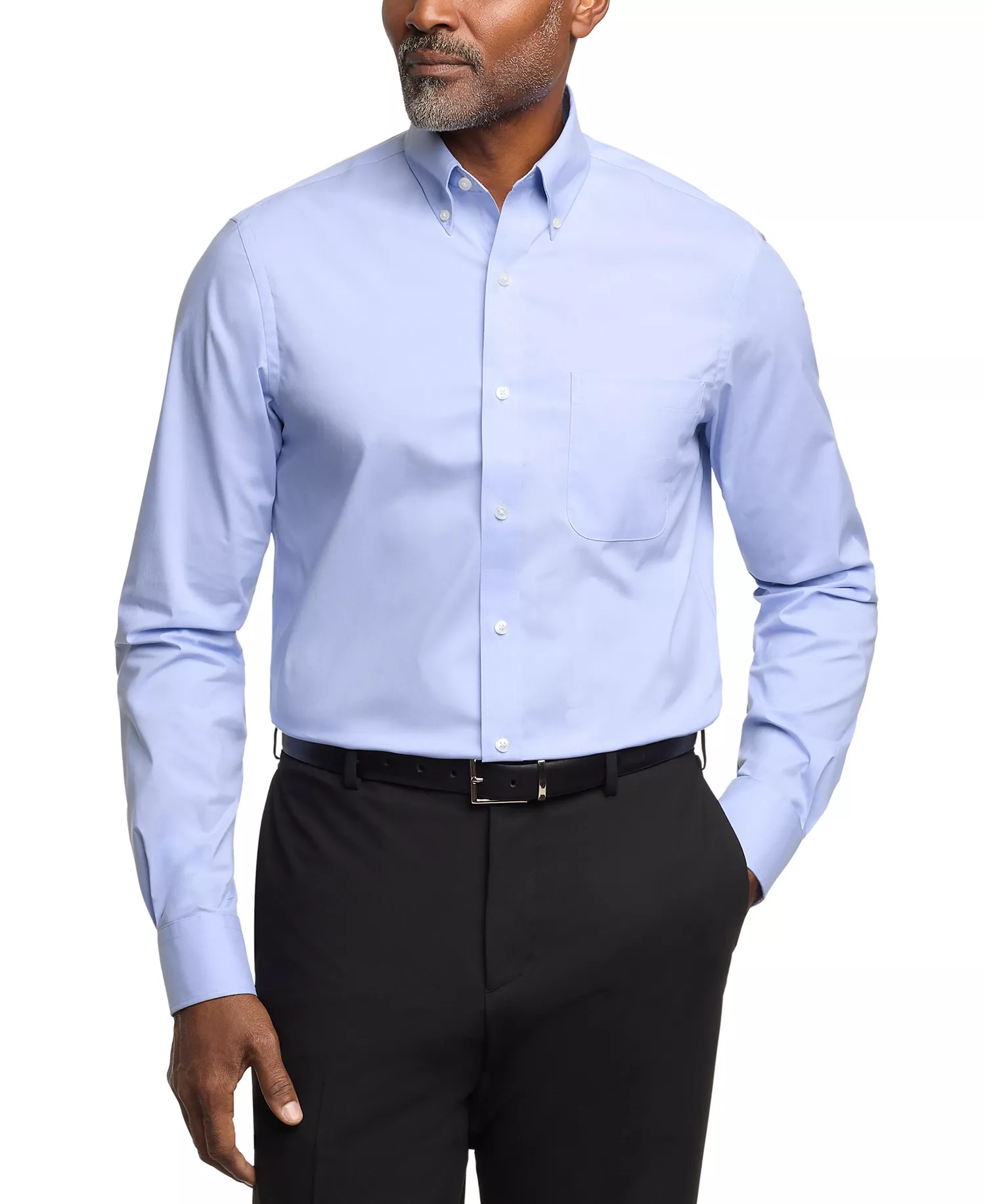 Men's Regular Fit Wrinkle Resistant Stretch Dress Shirt - Blue - 14.5 32/33