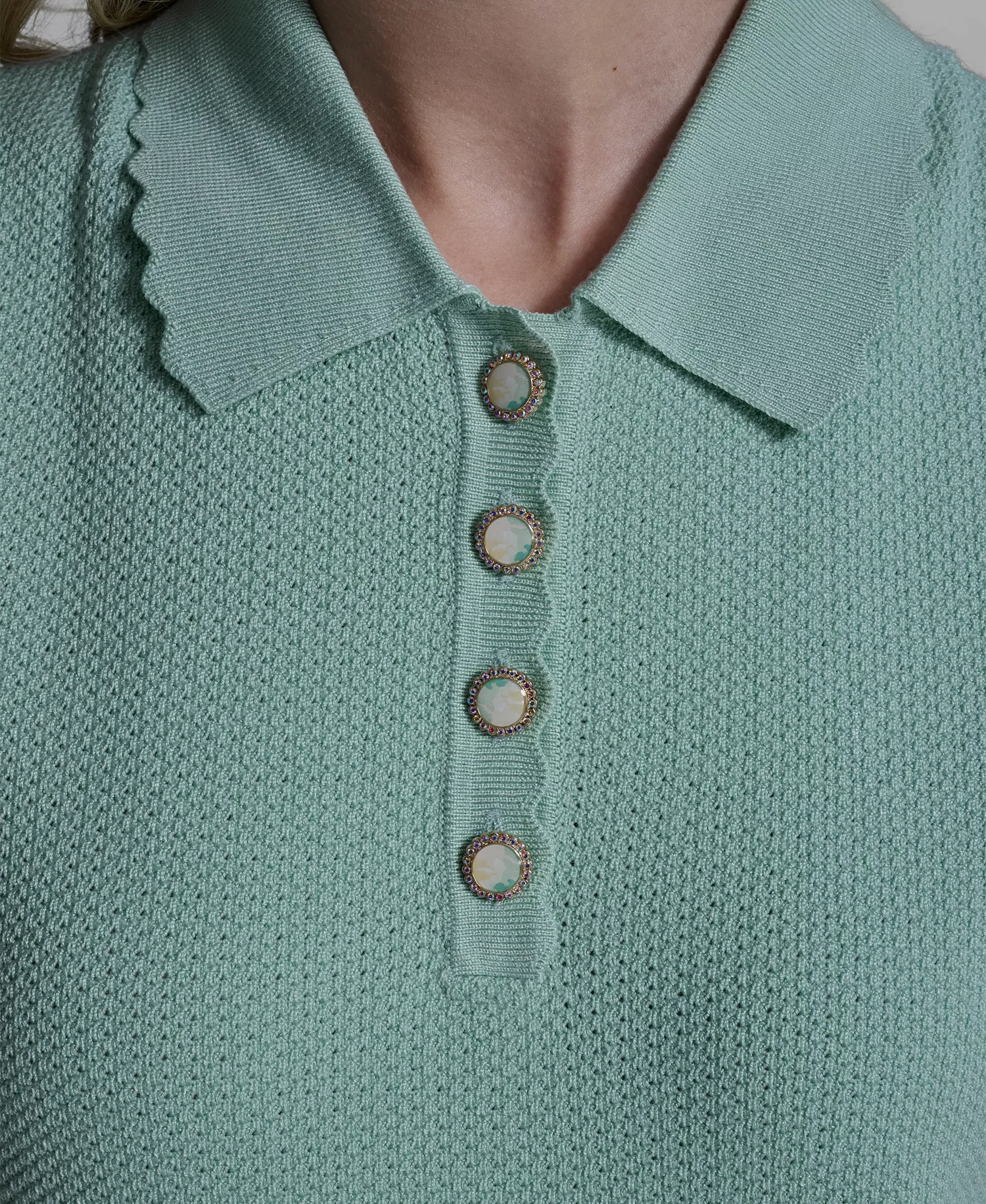 Women's Collared Sleeveless Sweater - Fresh Mint - L