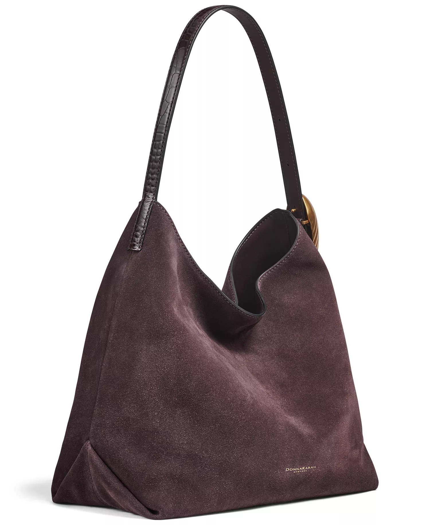 Georgette Suede Medium Bucket Bag - Chocolate Plum - NO SIZE