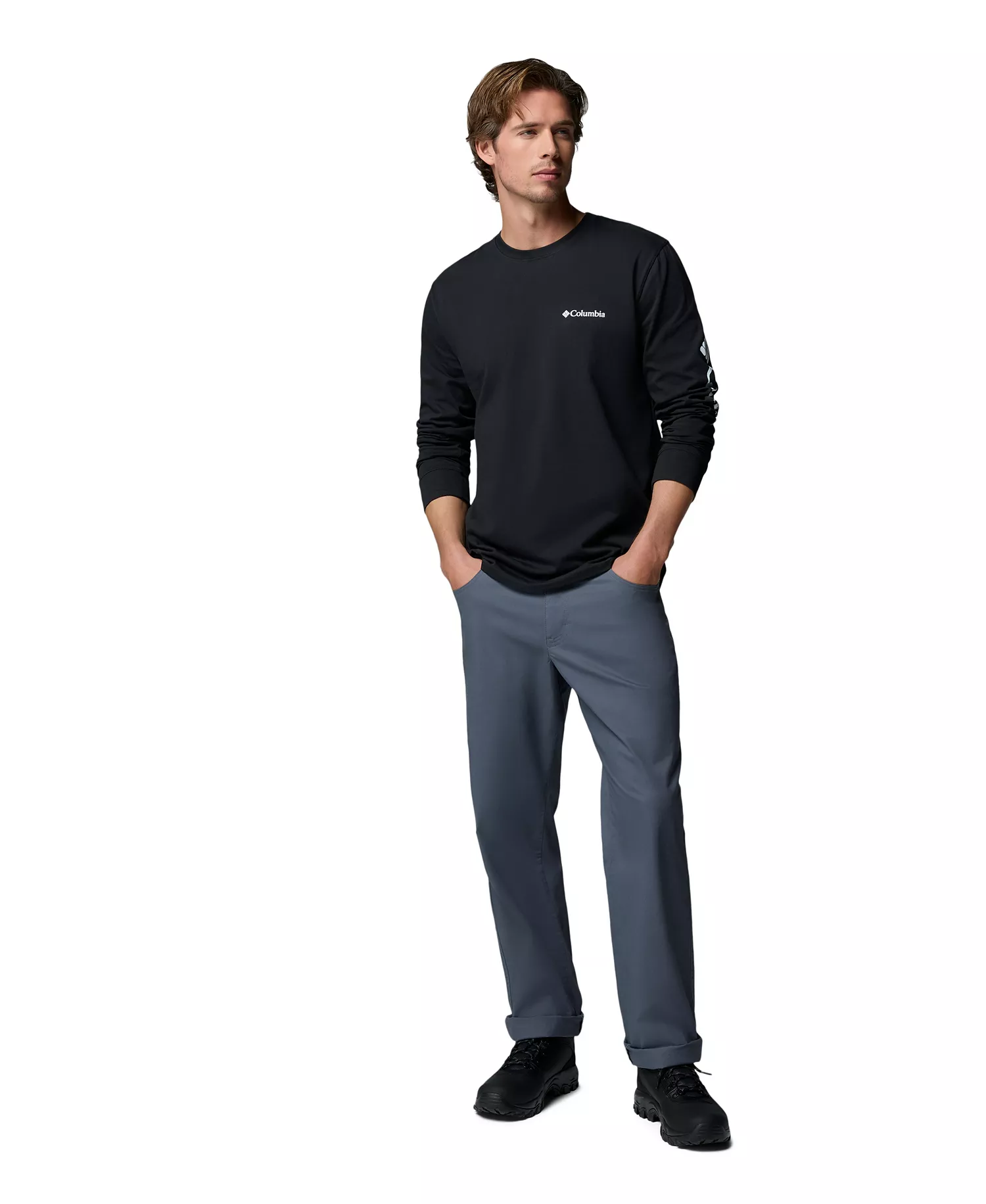 Men's Fundamental Graphic Long-Sleeve T-Shirt - Black - L