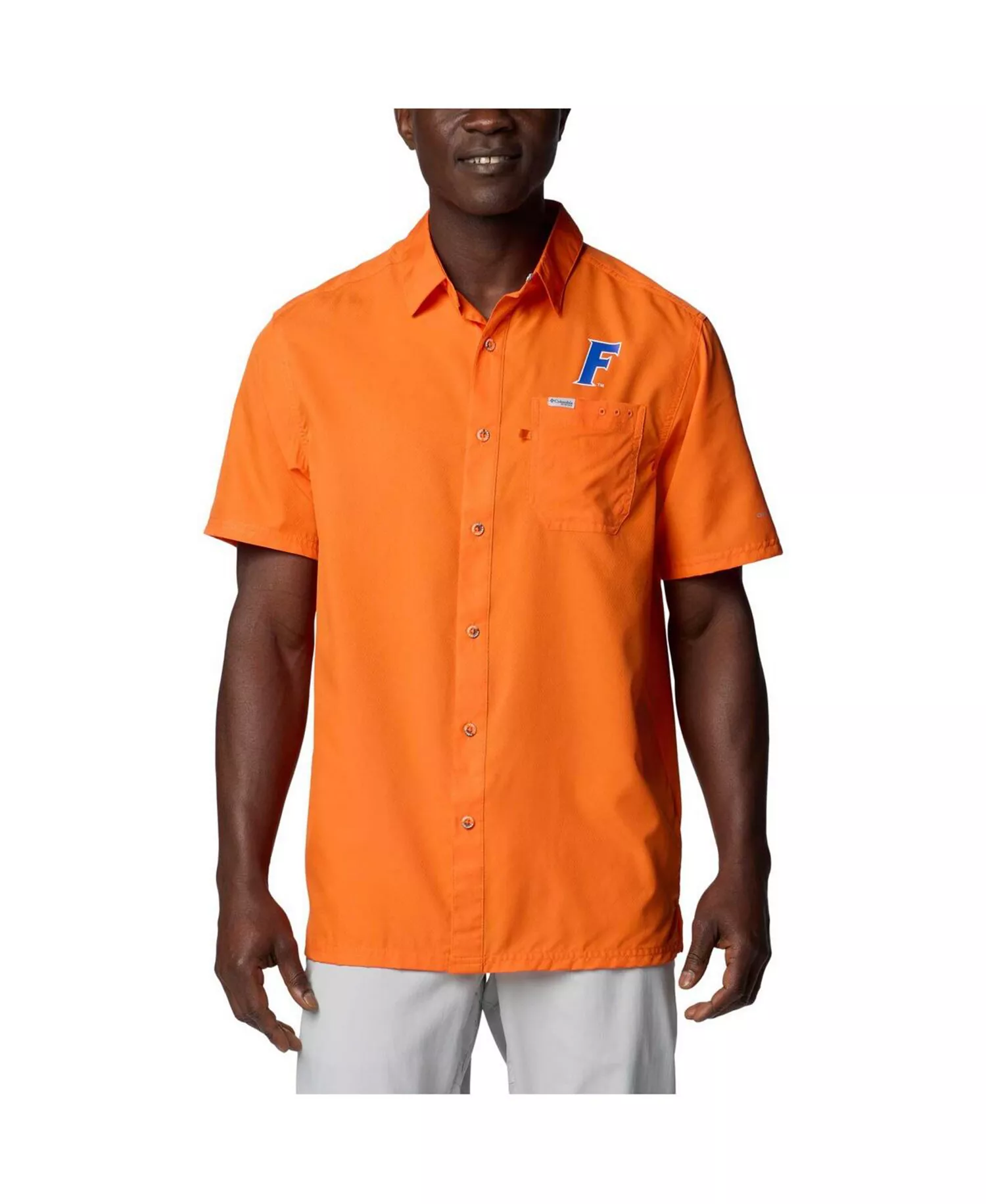 Men's Orange Florida Gators PFG Slack Tide Omni-Shade Button-Up Camp Shirt - Orange - L