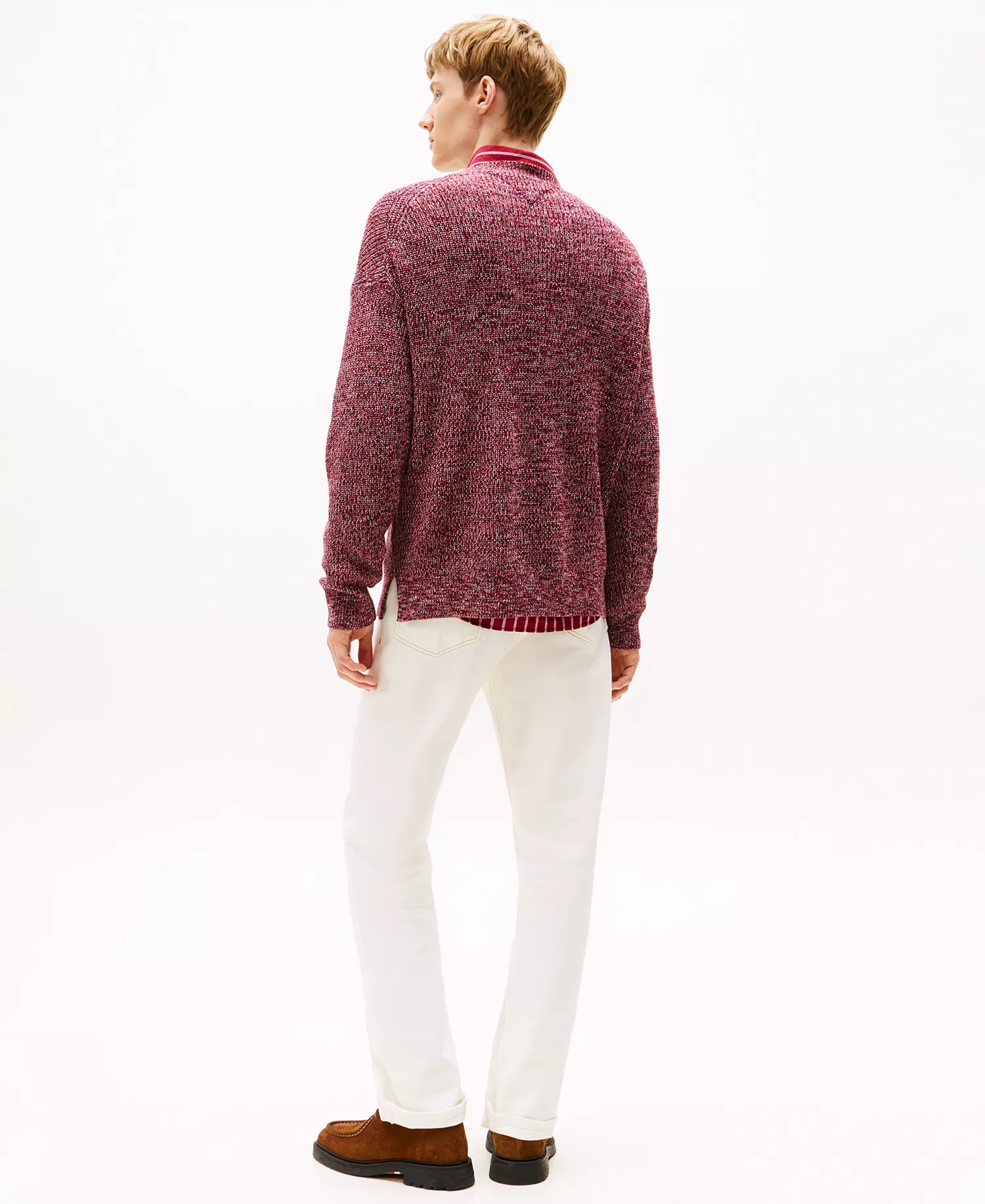 Men's Mouline Ribbed Crewneck Sweater - Regatta Red - L