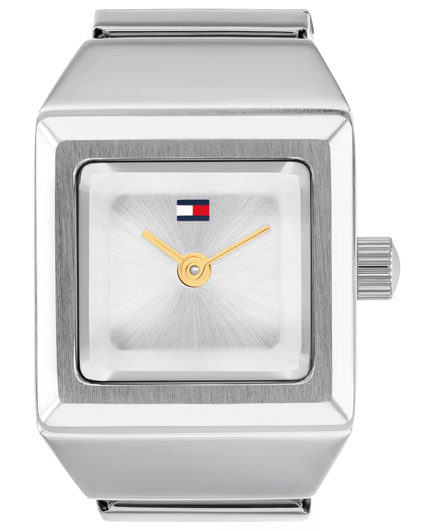 Women's Quartz Silver Tone Stainless Steel Watch Ring, 15mm - Silver - 15