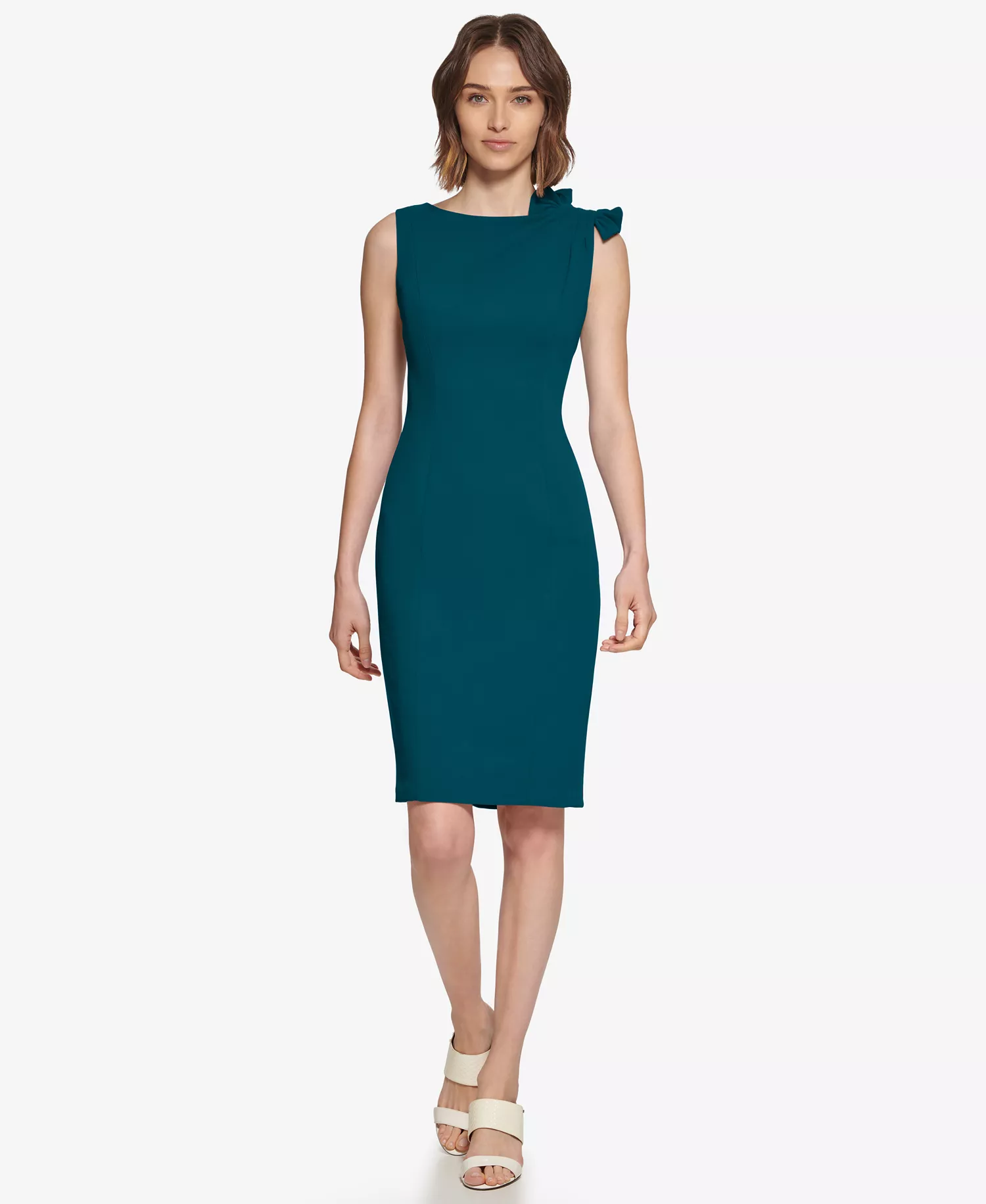 Women's Boat Neck Short Dress - Cypress - 10