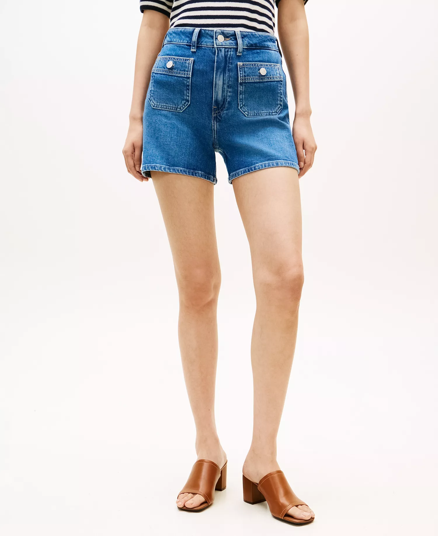 Women's Patch Pocket Denim Shorts - Nos Mid Blue - 10