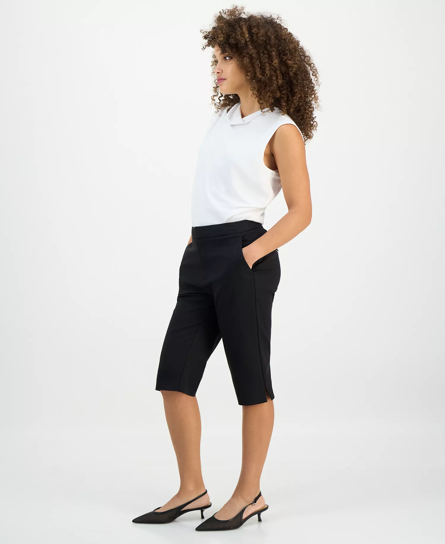 Petite High-Rise Capri Pants, Macy's Exclusive - Deep Black - 0P
