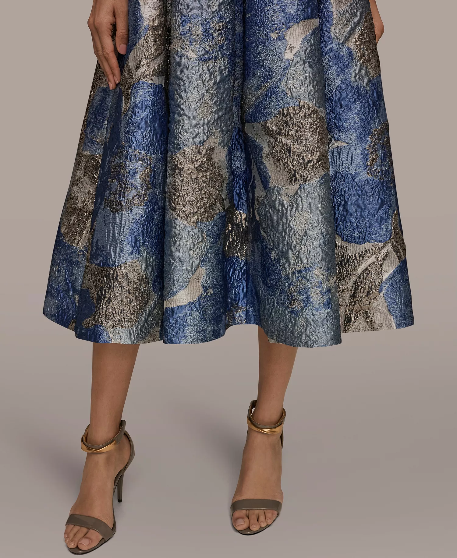 Women's Strapless Floral Midi Cocktail Dress - WASHED INDIGO MULTI - 10