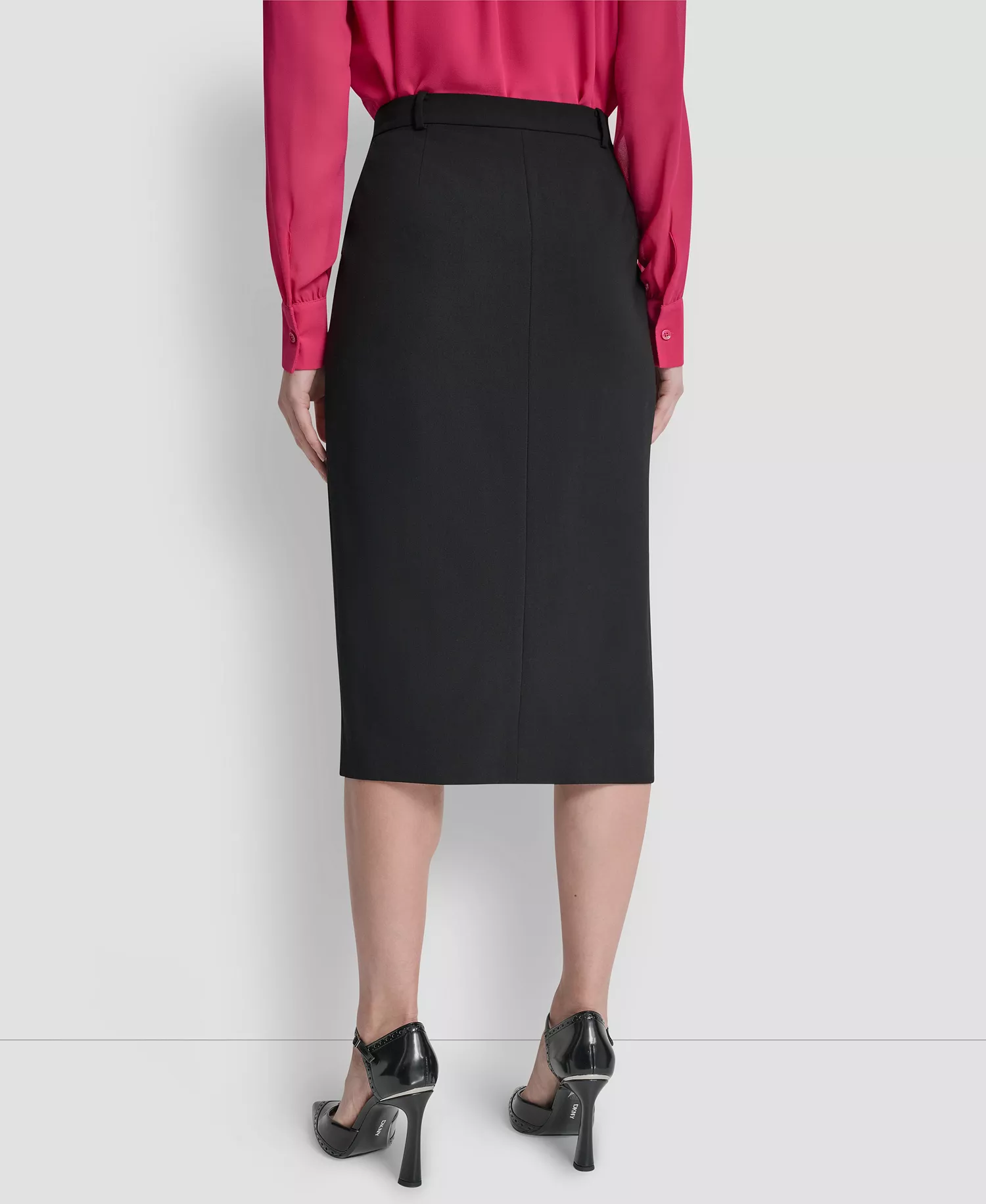 Women's Belted Midi Pencil Skirt - Black - 0