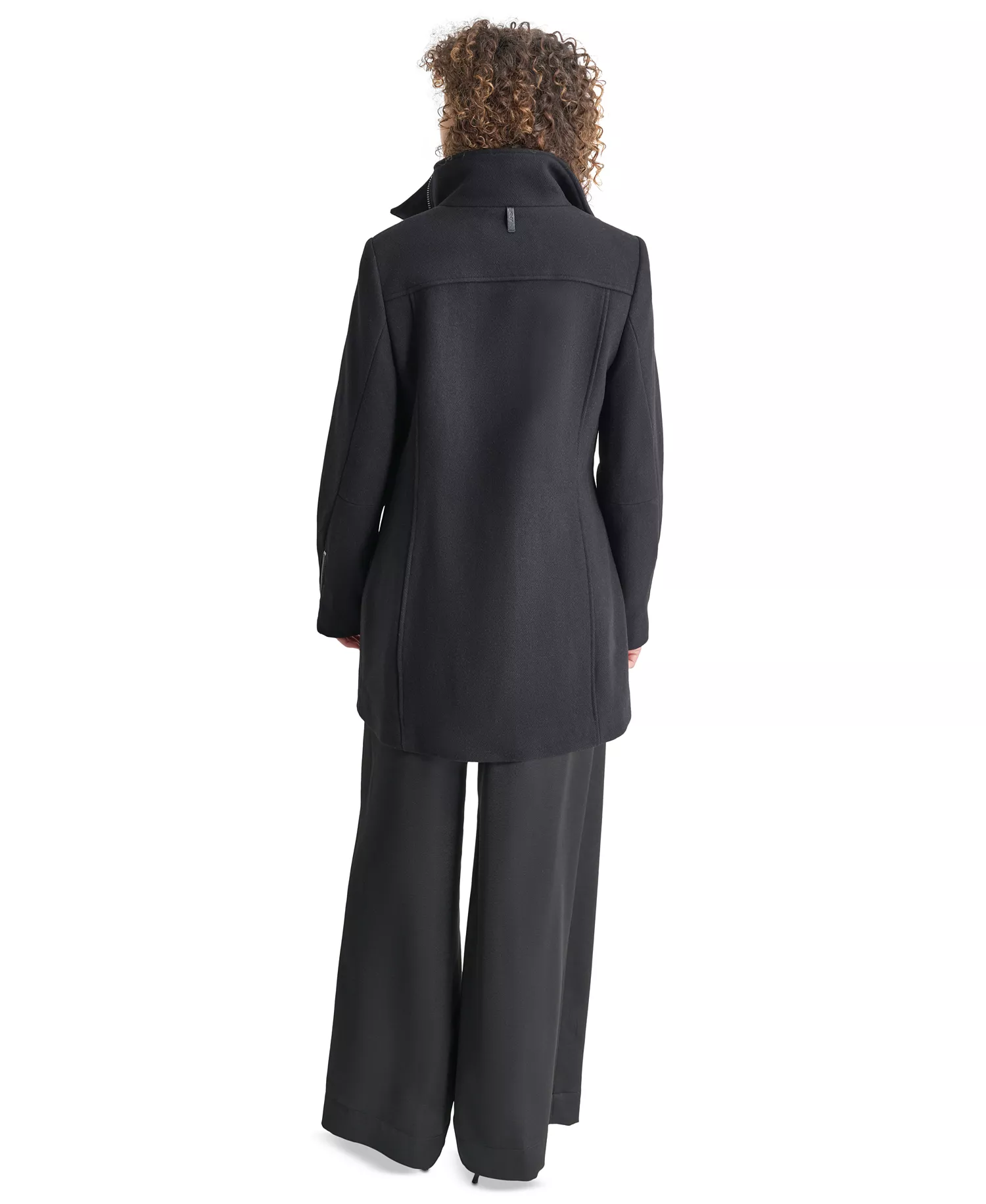 Women's Asymmetrical Zip Coat - Black - L