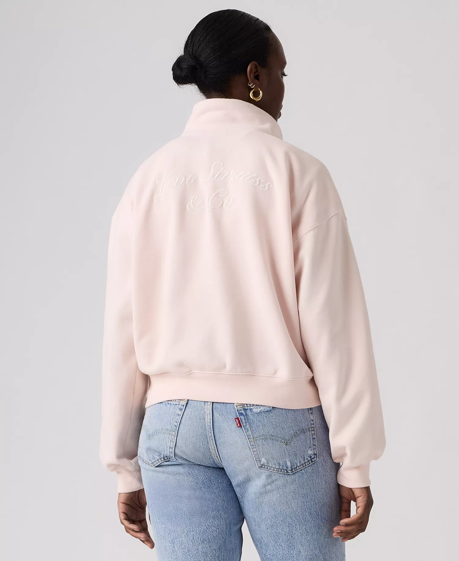 Women's Graphic Boxy 1/4-Zip Sweatshirt - Crystal pink - L