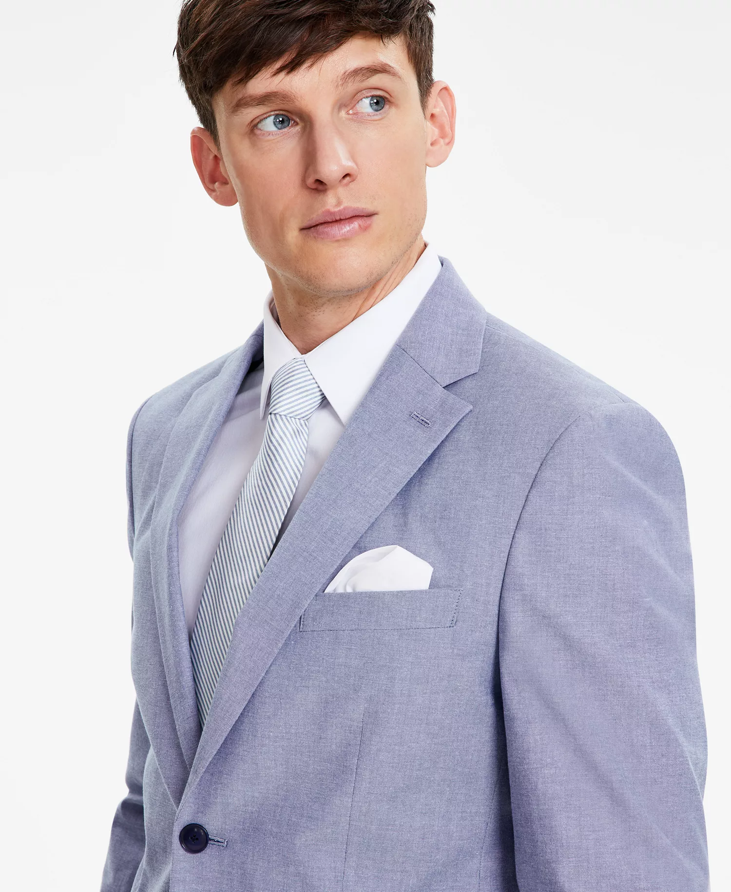 Men's Modern-Fit TH Flex Stretch Chambray Suit Separates - Blue - 36R