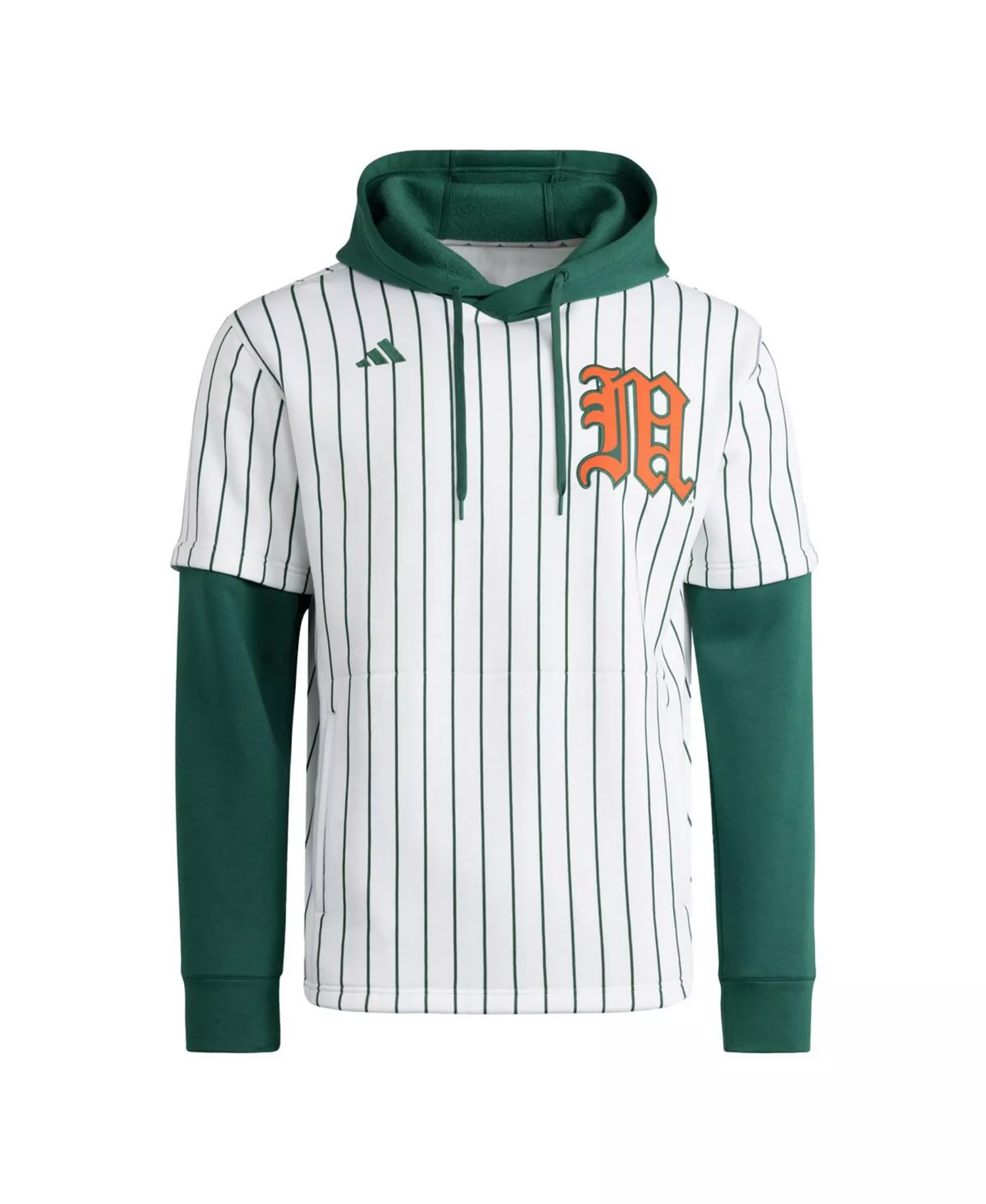 Men's White/Green Miami Hurricanes Baseball Jersey Hoodie - White, Green - 2XL