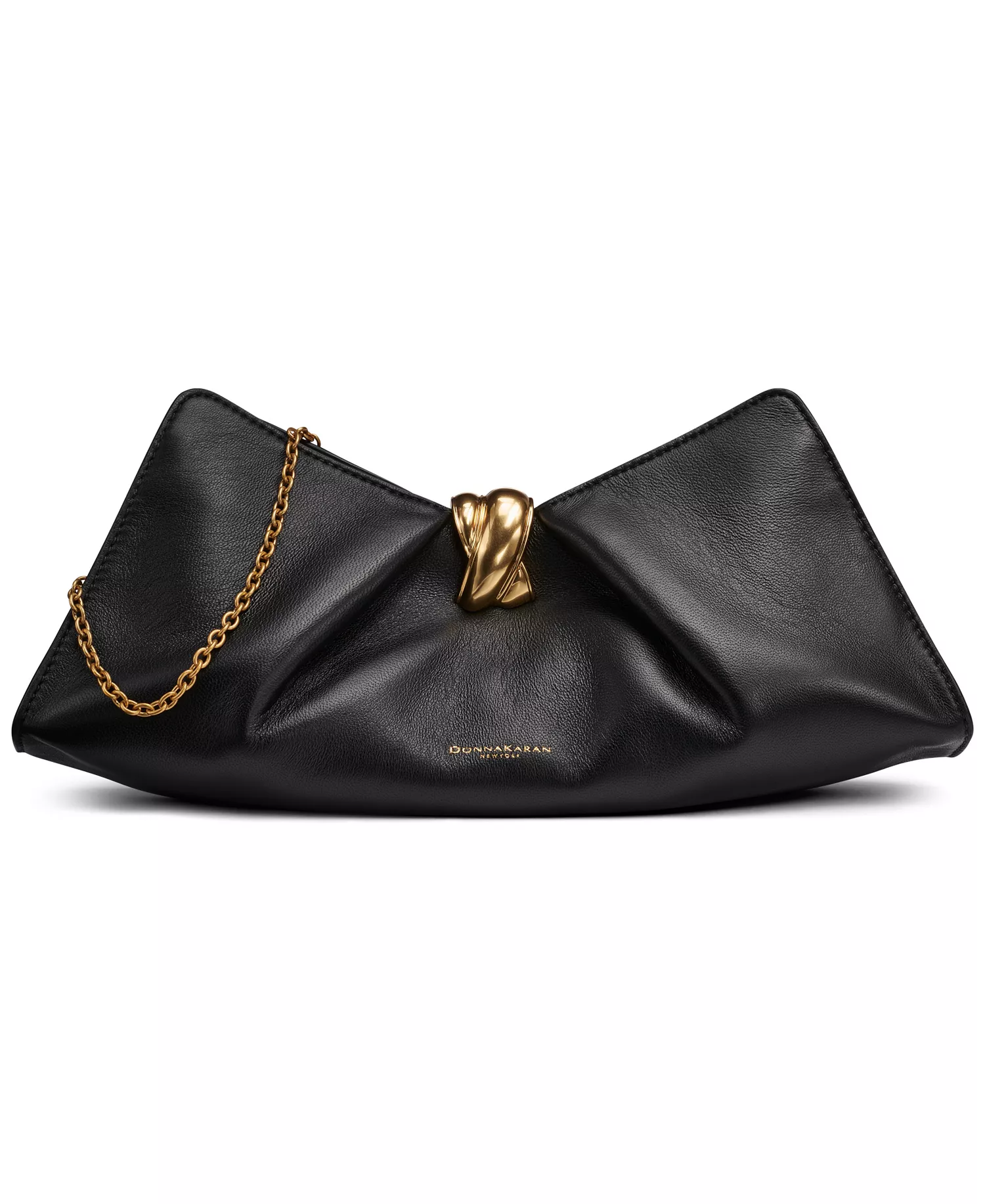Cashmere Woven Medium Clutch Shoulder Bag - Black/Gold - ONE SIZE