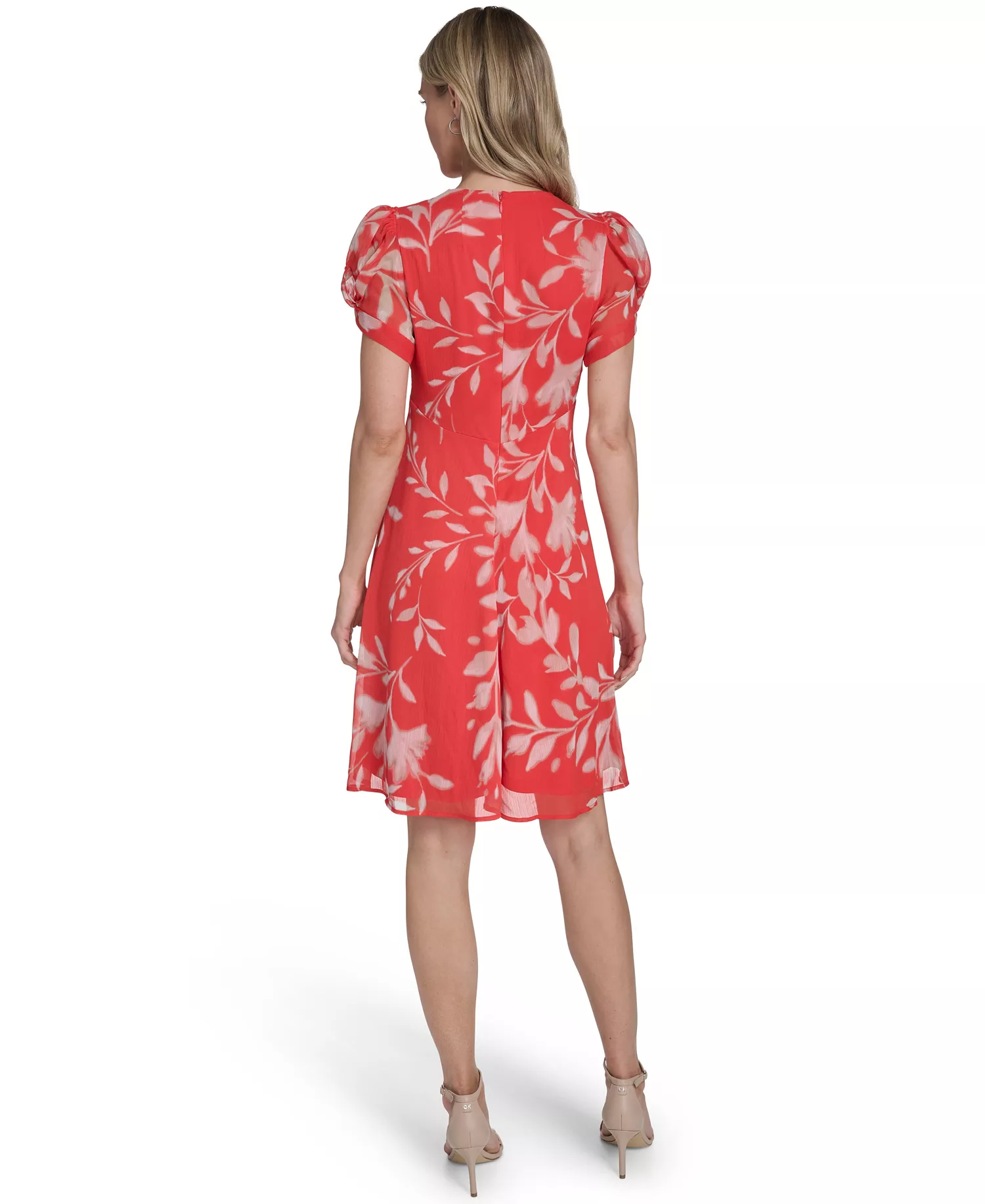 Petite Short-Sleeves Chiffon Dress - Ginger.cashew - 0P