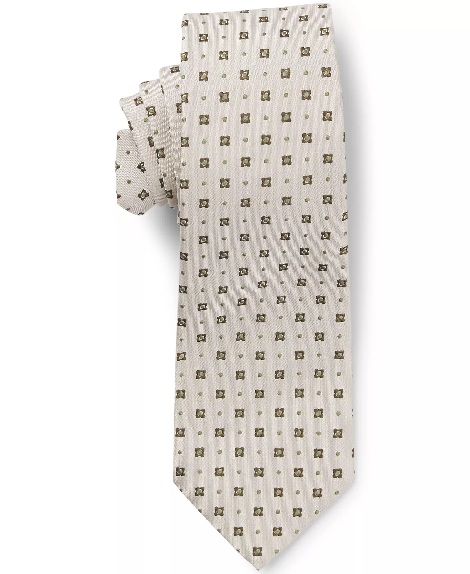 Men's Jacquard Pattern Formal Silk Tie - Dark Beige - ONE SIZE