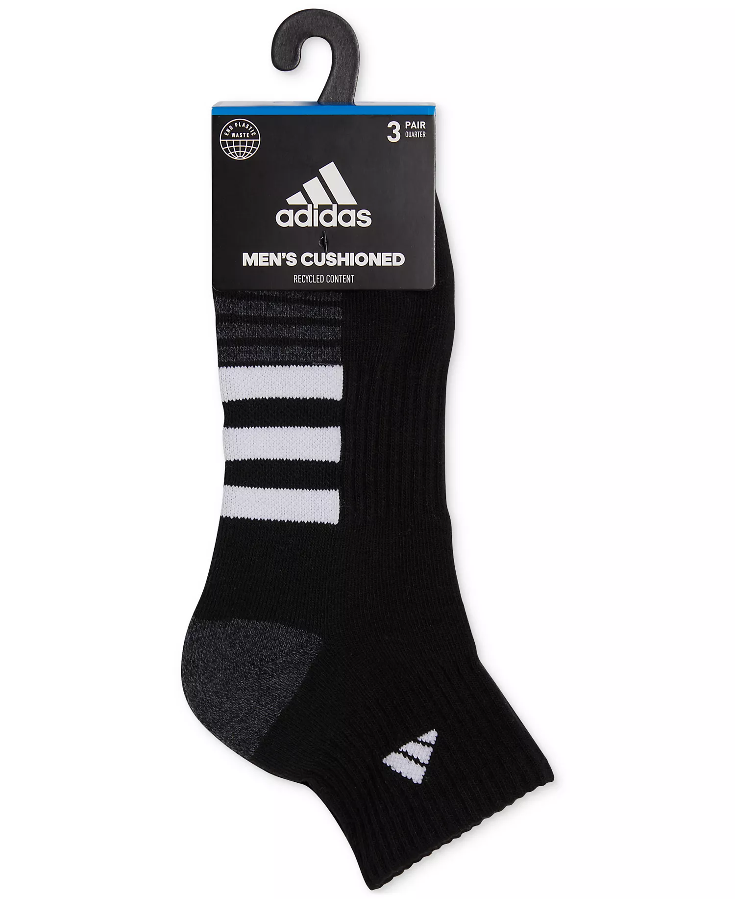 Men's 3-pk. Cushioned Quarter Logo Socks - Black - L