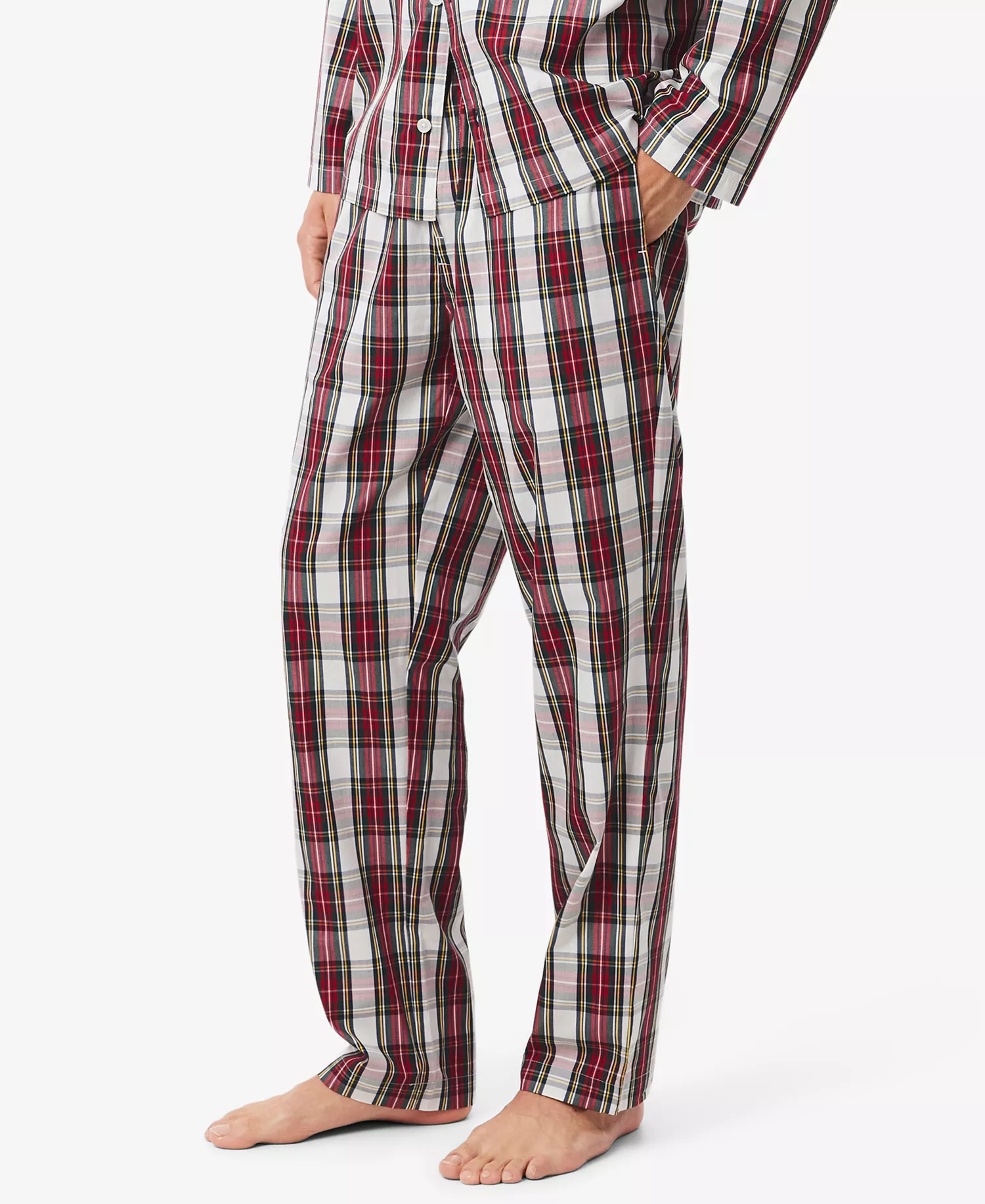 Men's Poplin Plaid Pattern Pajama Set - Ladybird/Multicolor - L