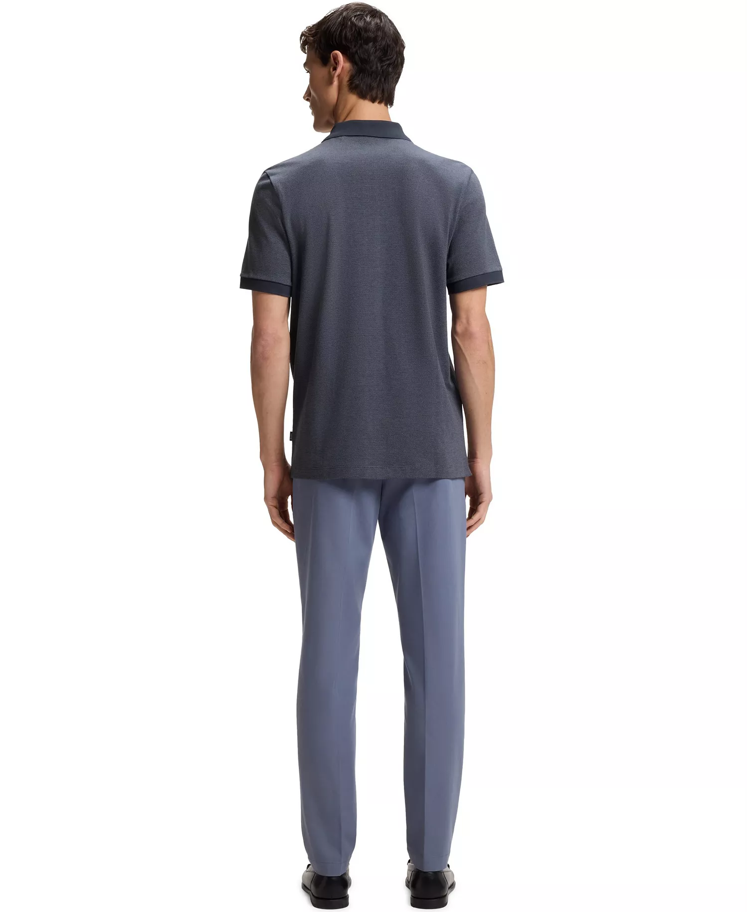 BOSS by Men's Bubble-Structure Cotton Regular-Fit Shirt - Dark Blue - 2XL