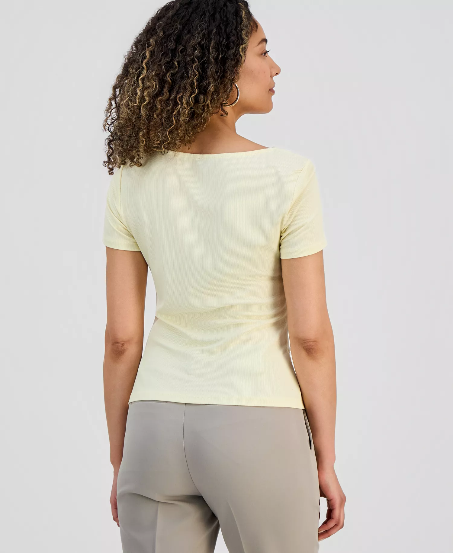 Petite Asymmetrical-Neck Top, Macy's Exclusive - Yellow Mist - P/L