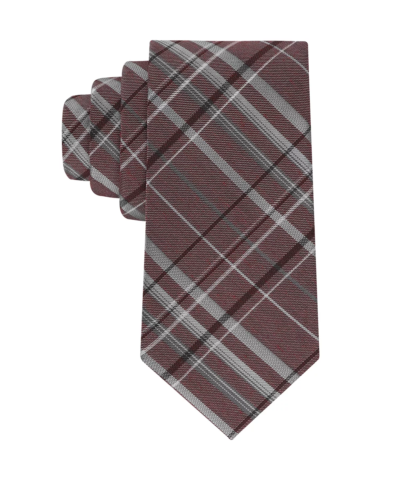 Men's Theodore Plaid Pattern Tie - Dark Red - One Plus