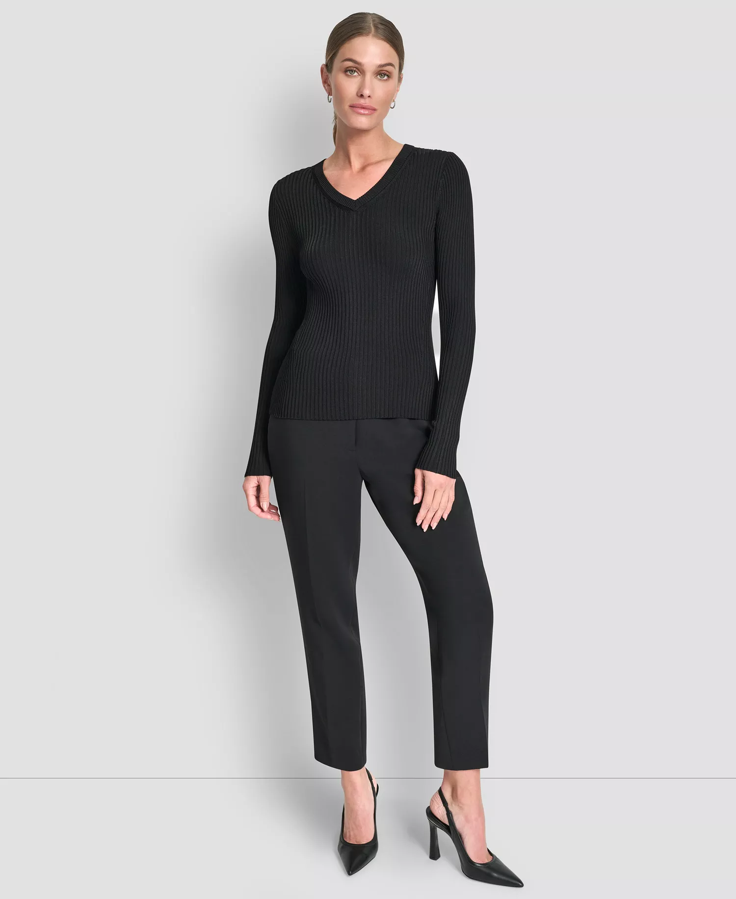 Women's Sleek Long Sleeve Shine Sweater - Black - L