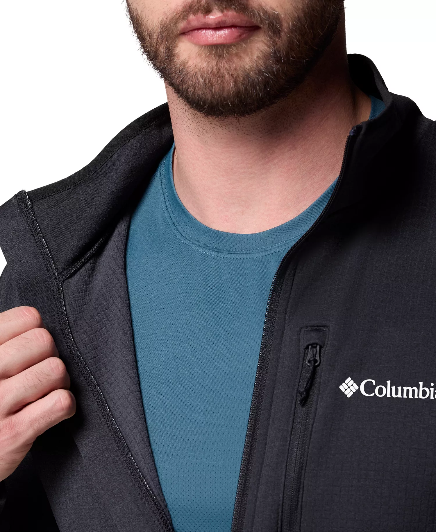 Men's Essential Hike Grid Fleece Full Zip Jacket - Black - XS