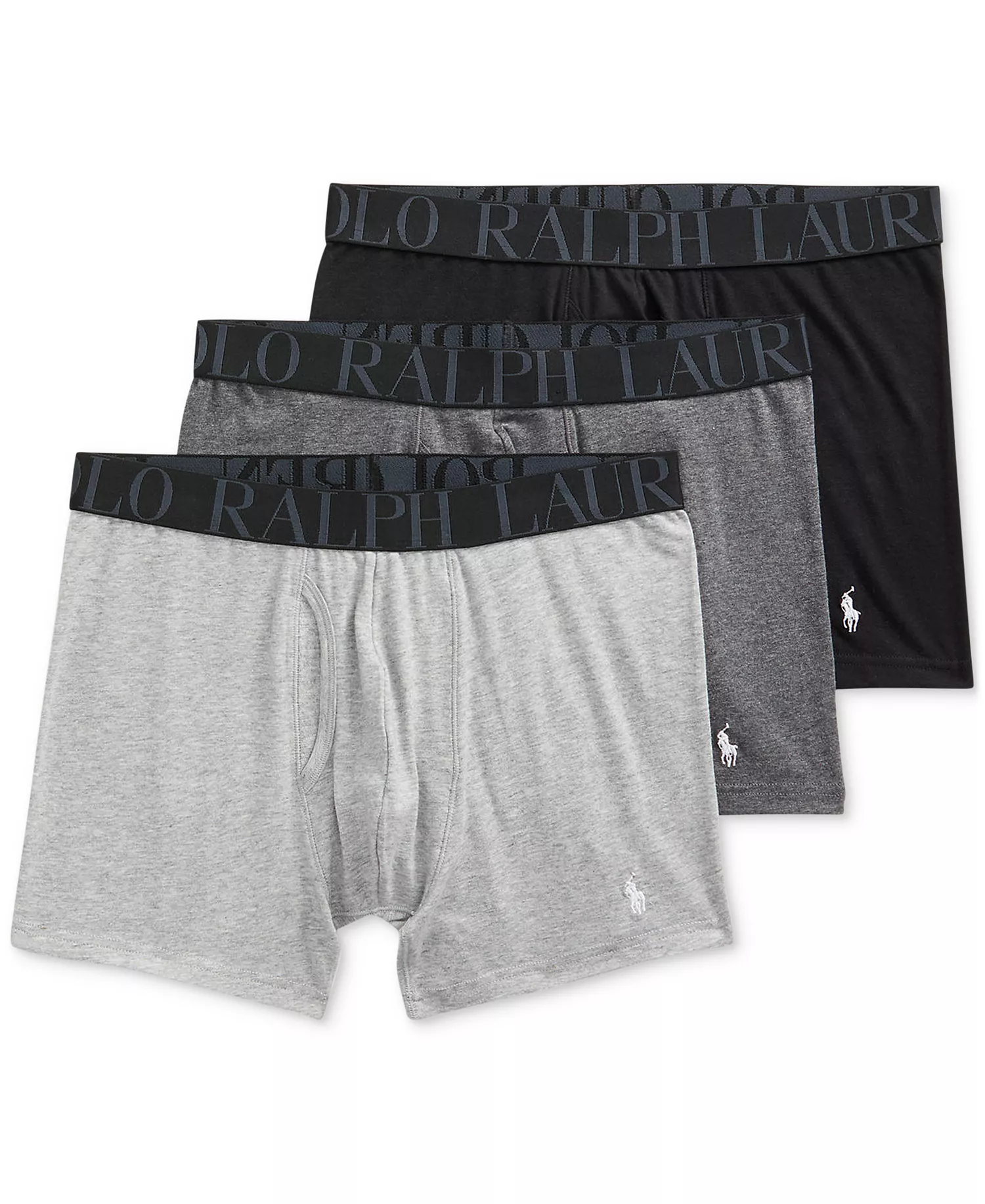 Men's 3-Pack Classic Stretch Boxer Briefs - Andover Heather/Charcoal Heather/Polo Black - L