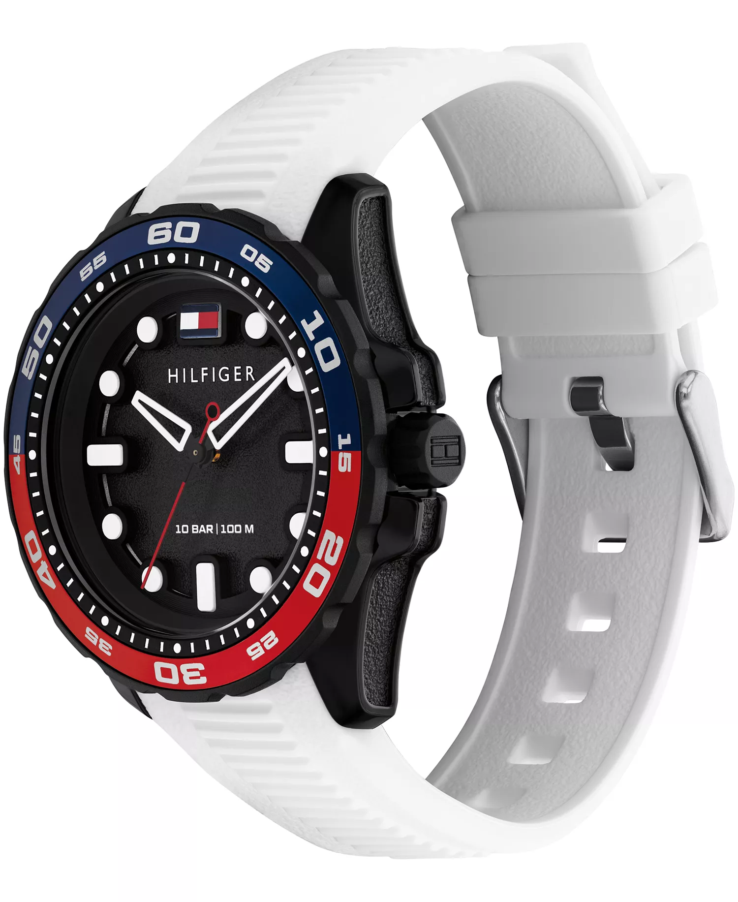 Men's Quartz White Silicone Strap Watch, 40mm - Black - No Size