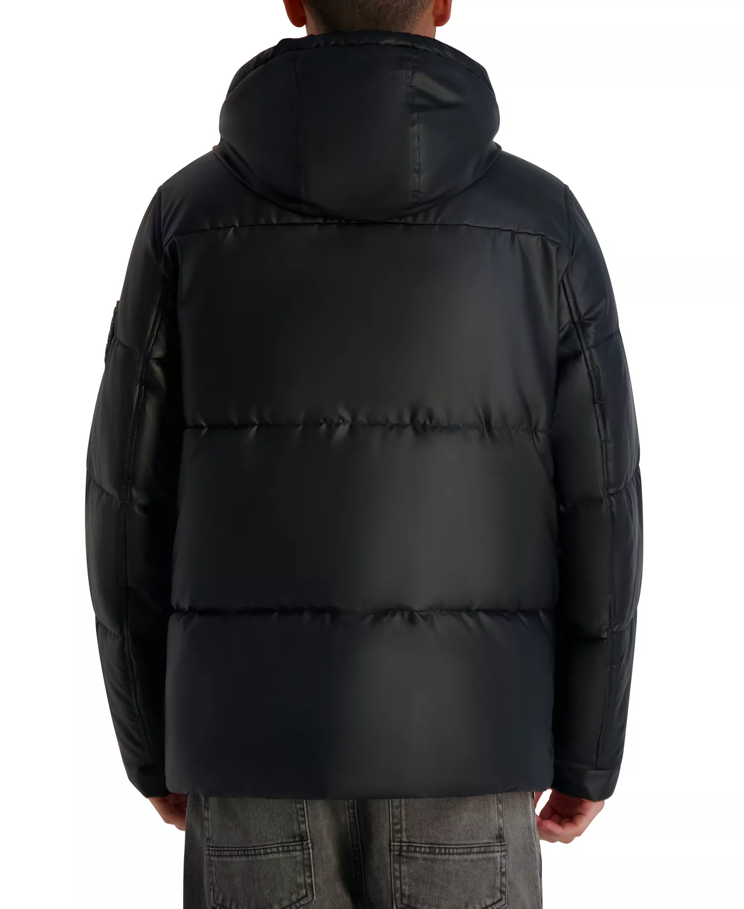 Men's Midweight Hooded Puffer Pockets Jacket - Black - 2XL