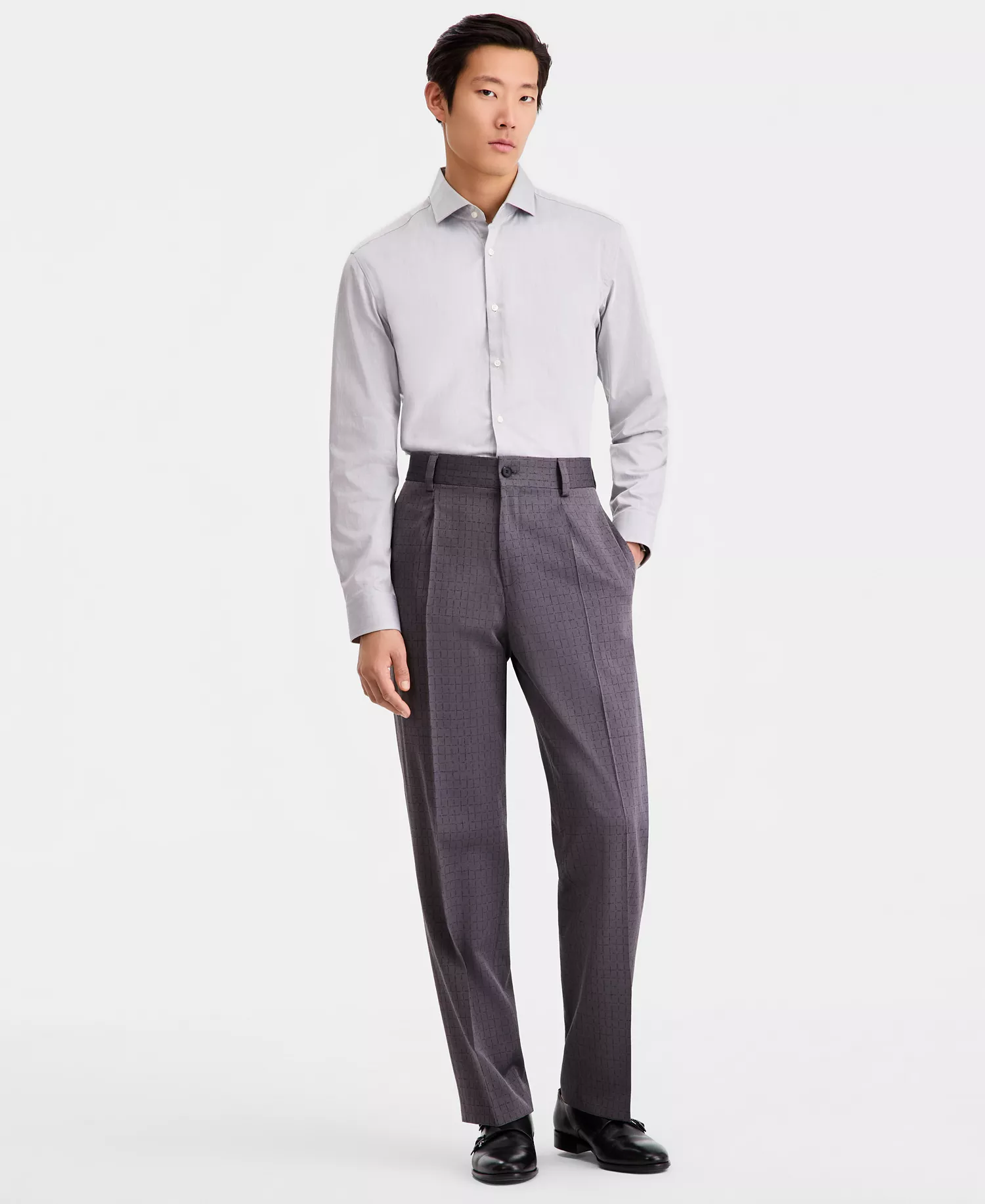 Men's Modern-Fit Wool-Blend Suit Separates Pants - DK GY - 30R