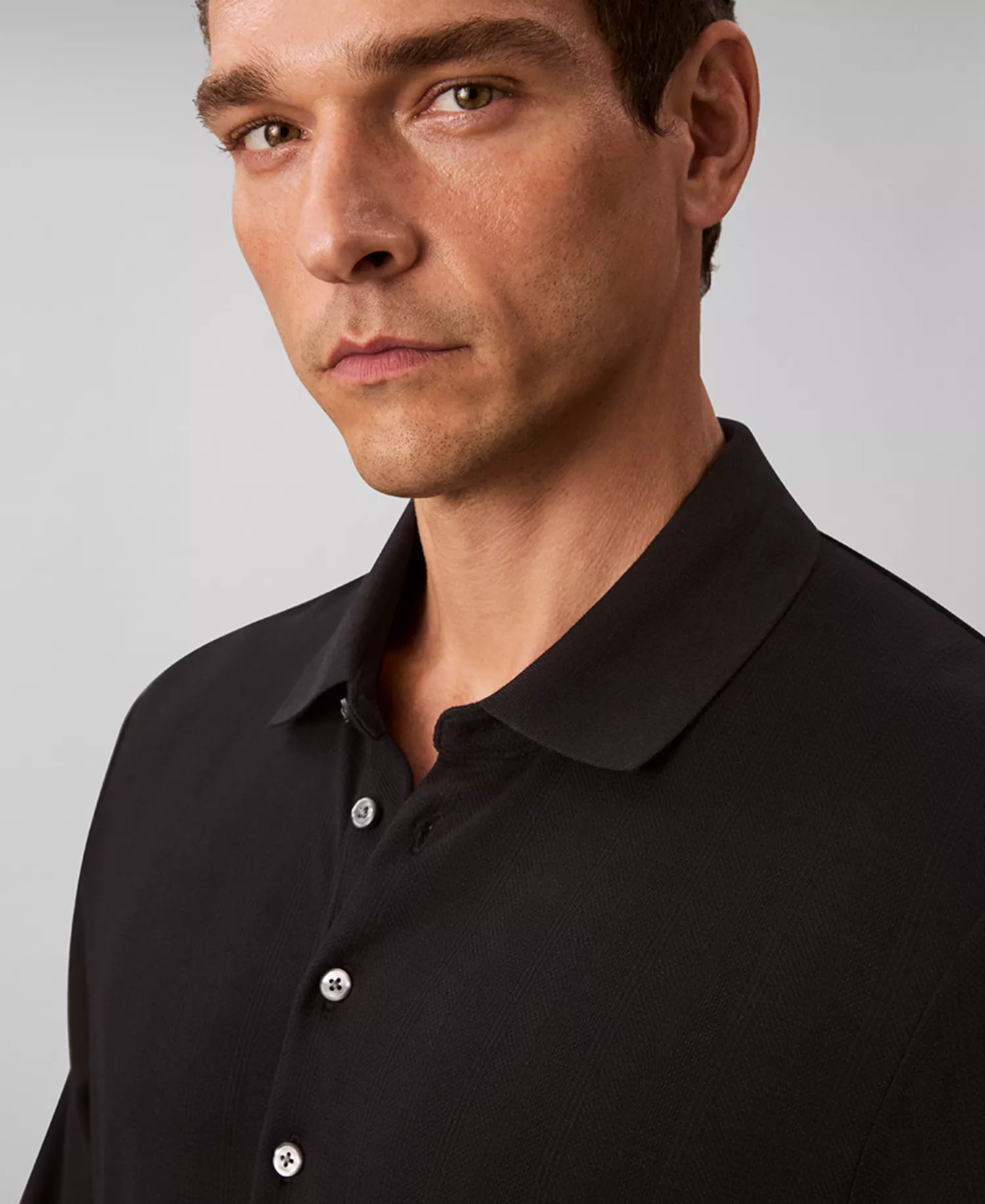 Men's Long-Sleeve Classic Fit Polo Shirt - Black - S