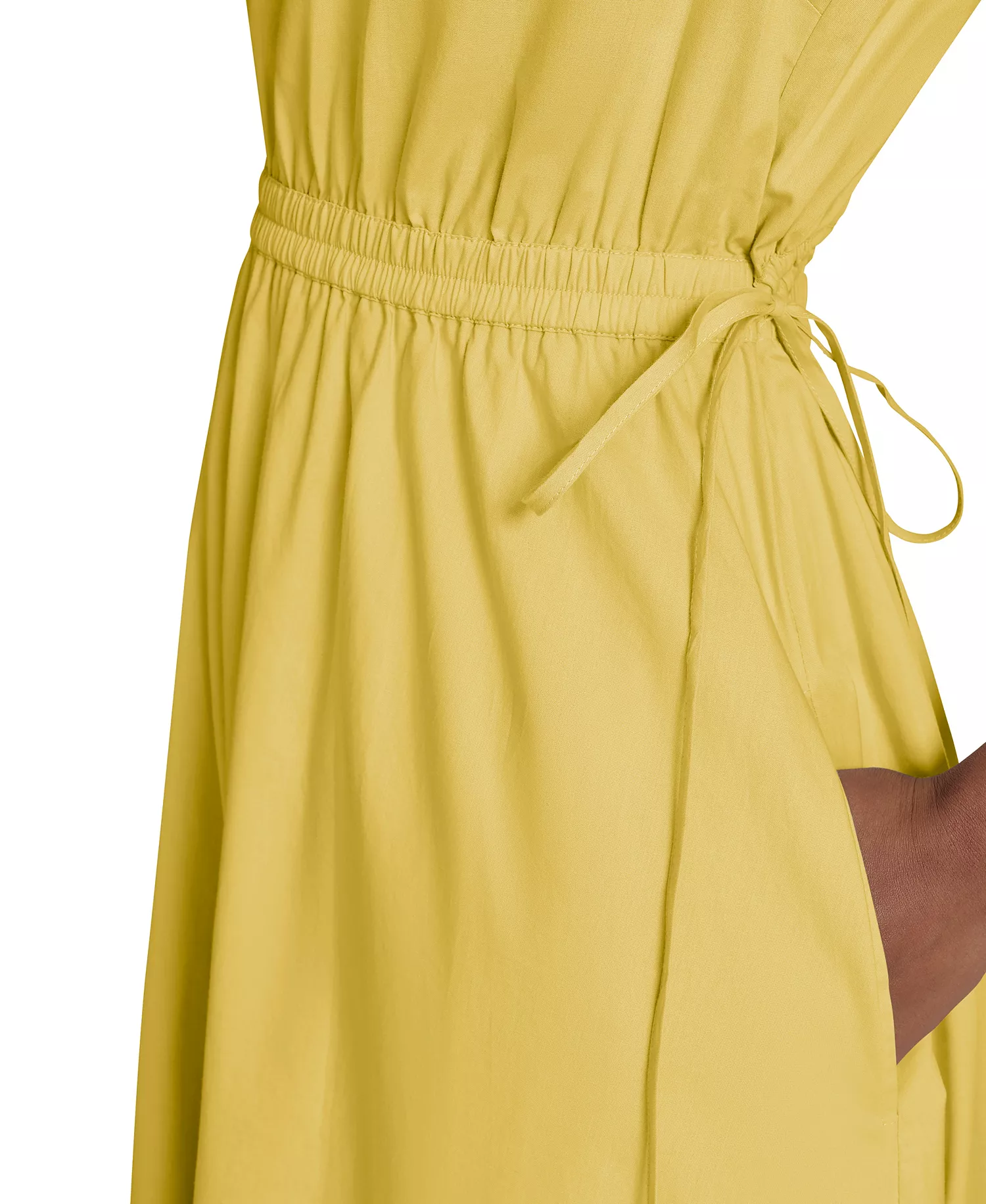 Women's Cotton Drawstring Sleeveless Midi Dress - DAFFODIL - 10