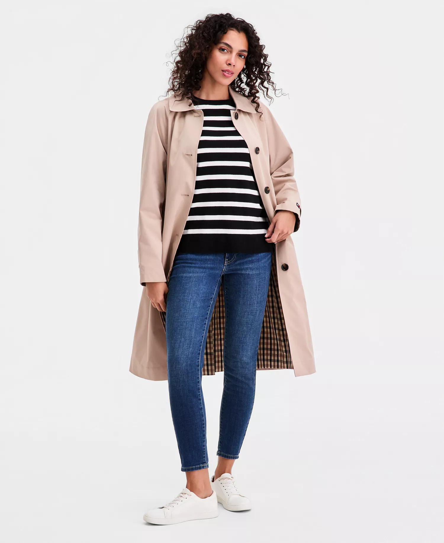 Women's Single-Breasted Raincoat - COUNTRY IVORY - L