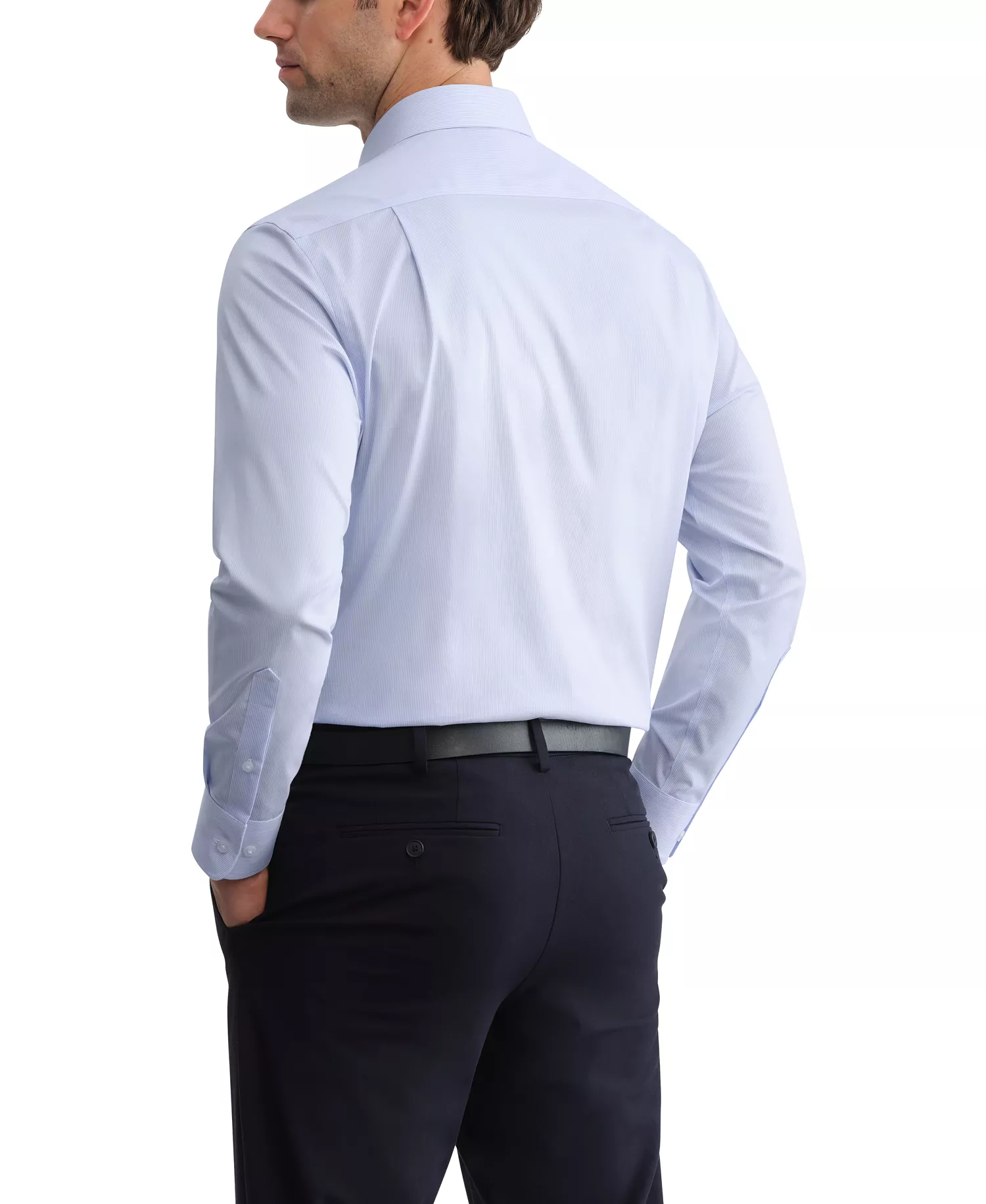 Men's Striped Long-Sleeve Dress Shirt - Classic Blue - 14.5 32/33