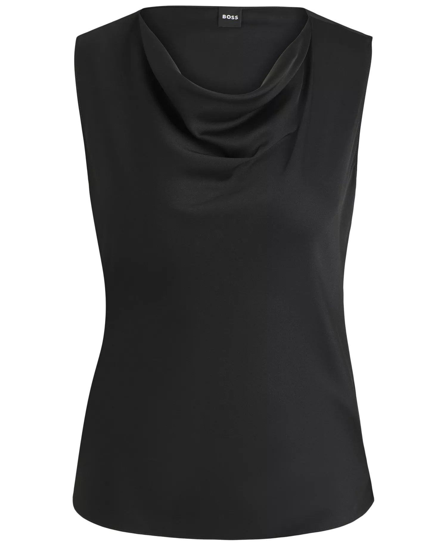 Women's Sleeveless Cowl-Neck Silk Blouse - Black - 10